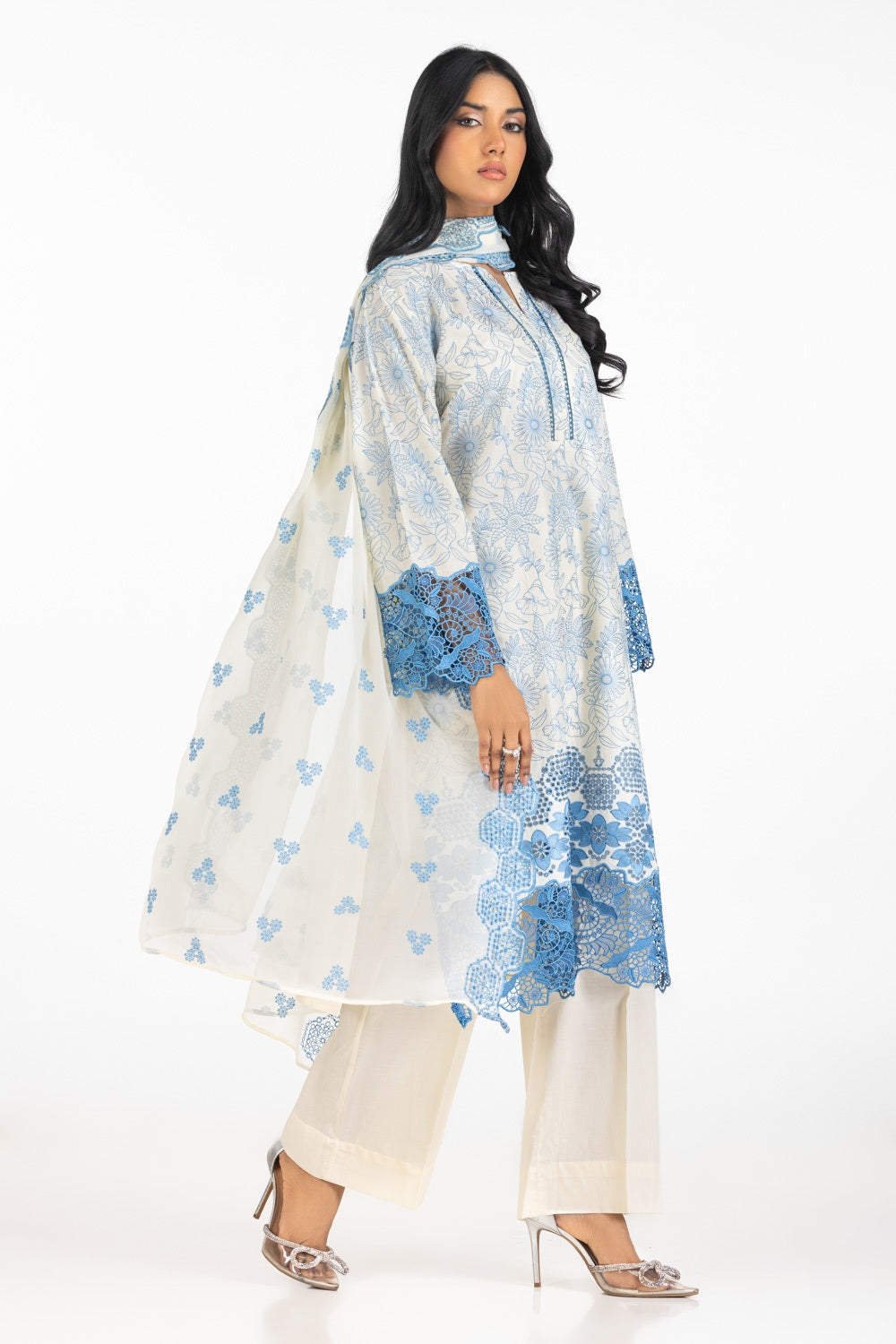 3PC Lawn Schiffli Embroidered Suit