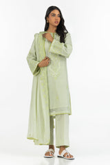 3PC paper-cotton Embroidered Suit