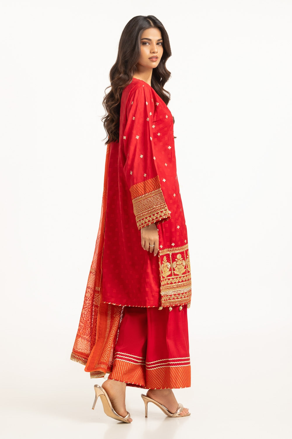 3PC raw-silk Embroidered Suit