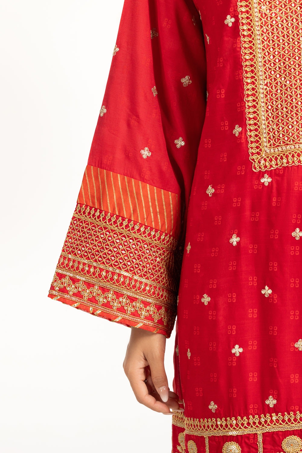 3PC raw-silk Embroidered Suit