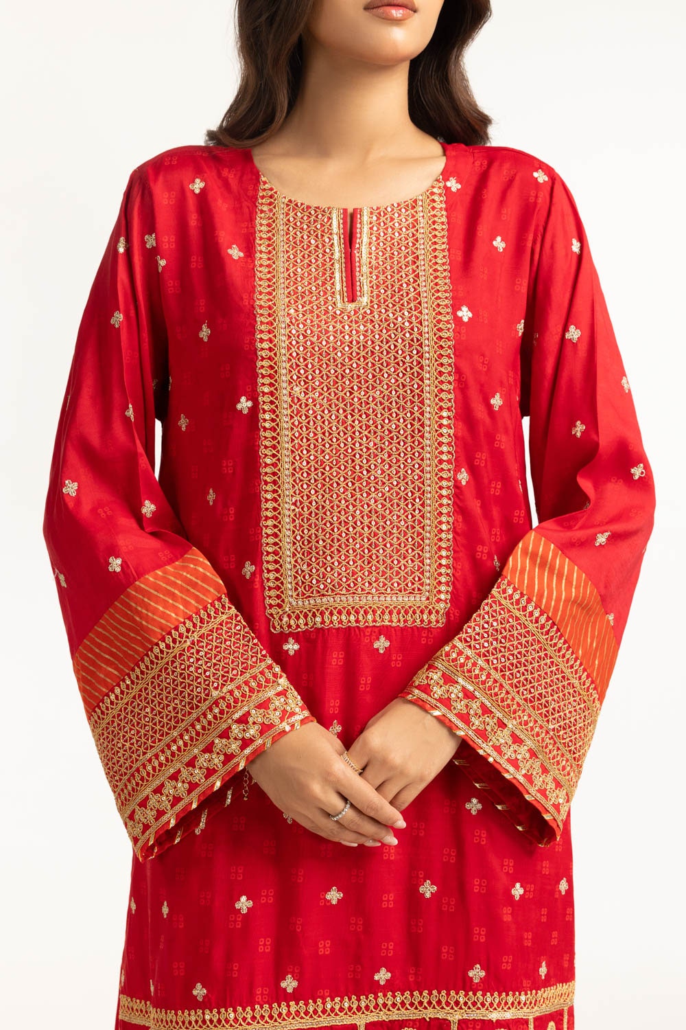 3PC raw-silk Embroidered Suit