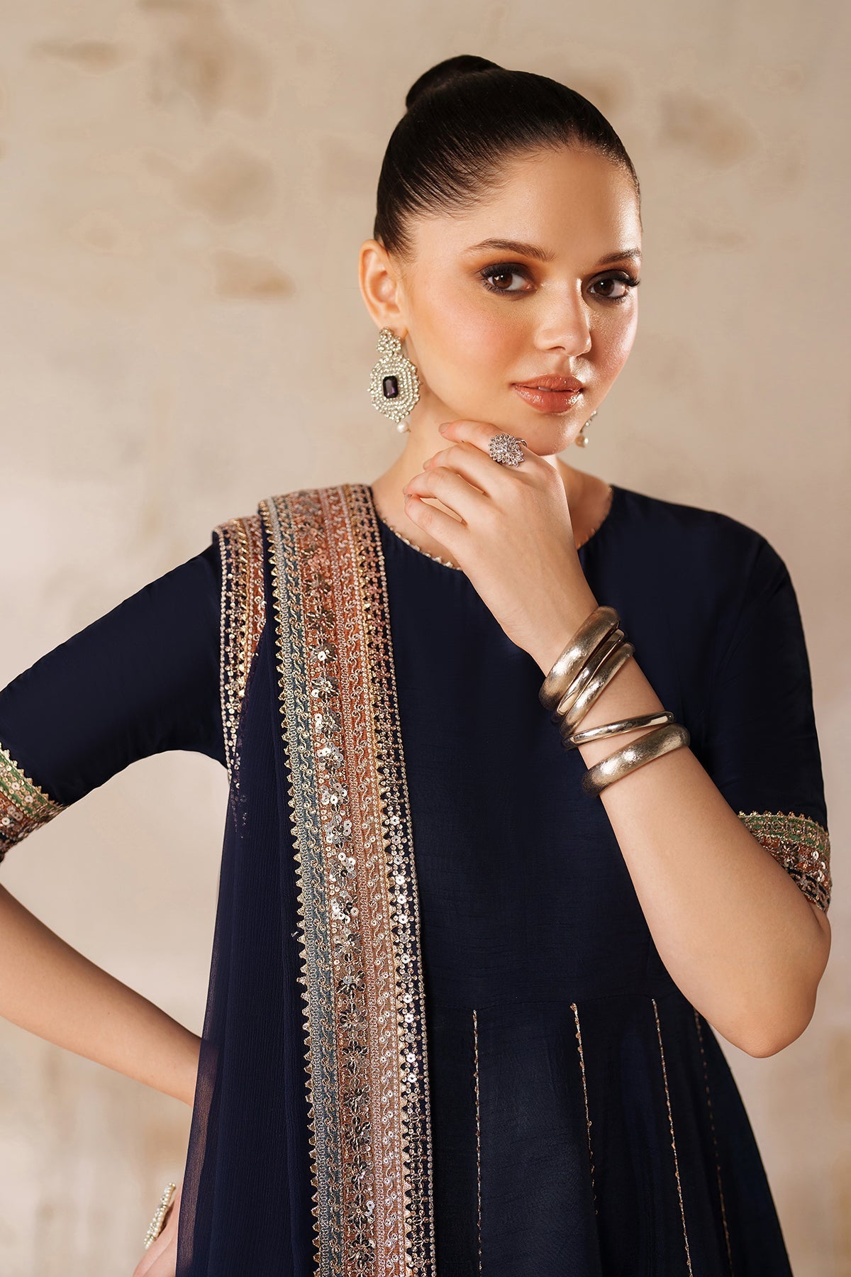 EMBROIDERED RAW SILK PR-1209