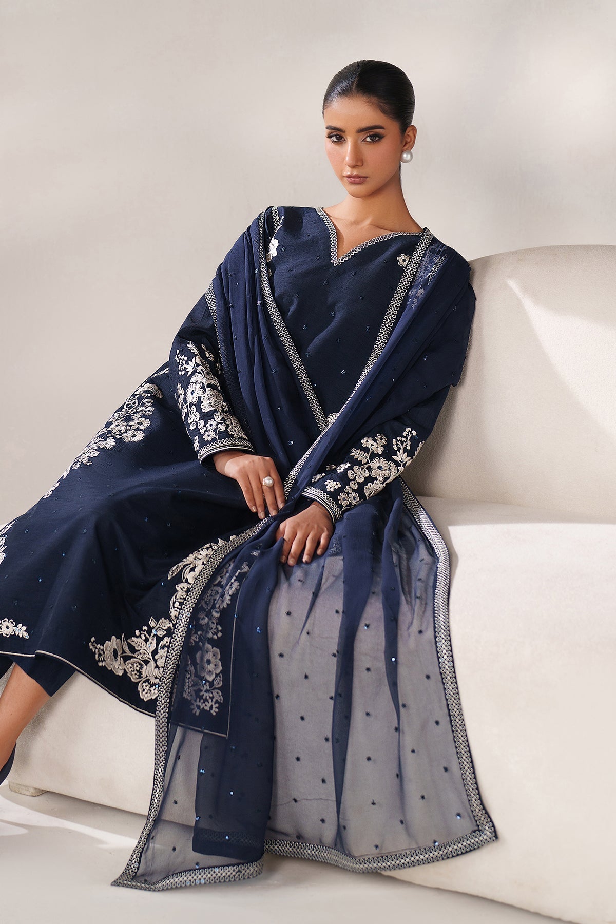 EMBROIDERED RAW SILK PR-1249