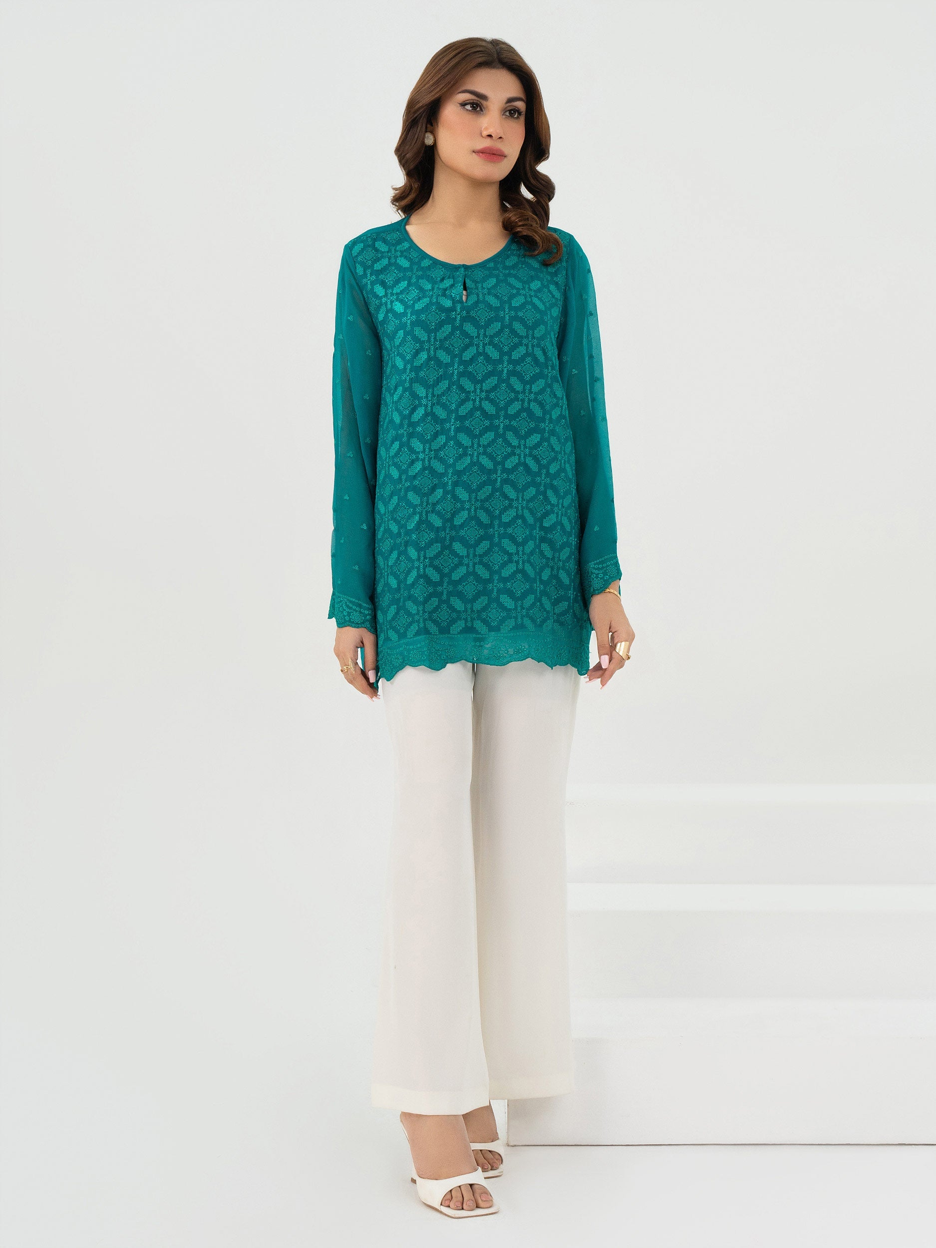 Chiffon Kurti- Embroidered (Pret)