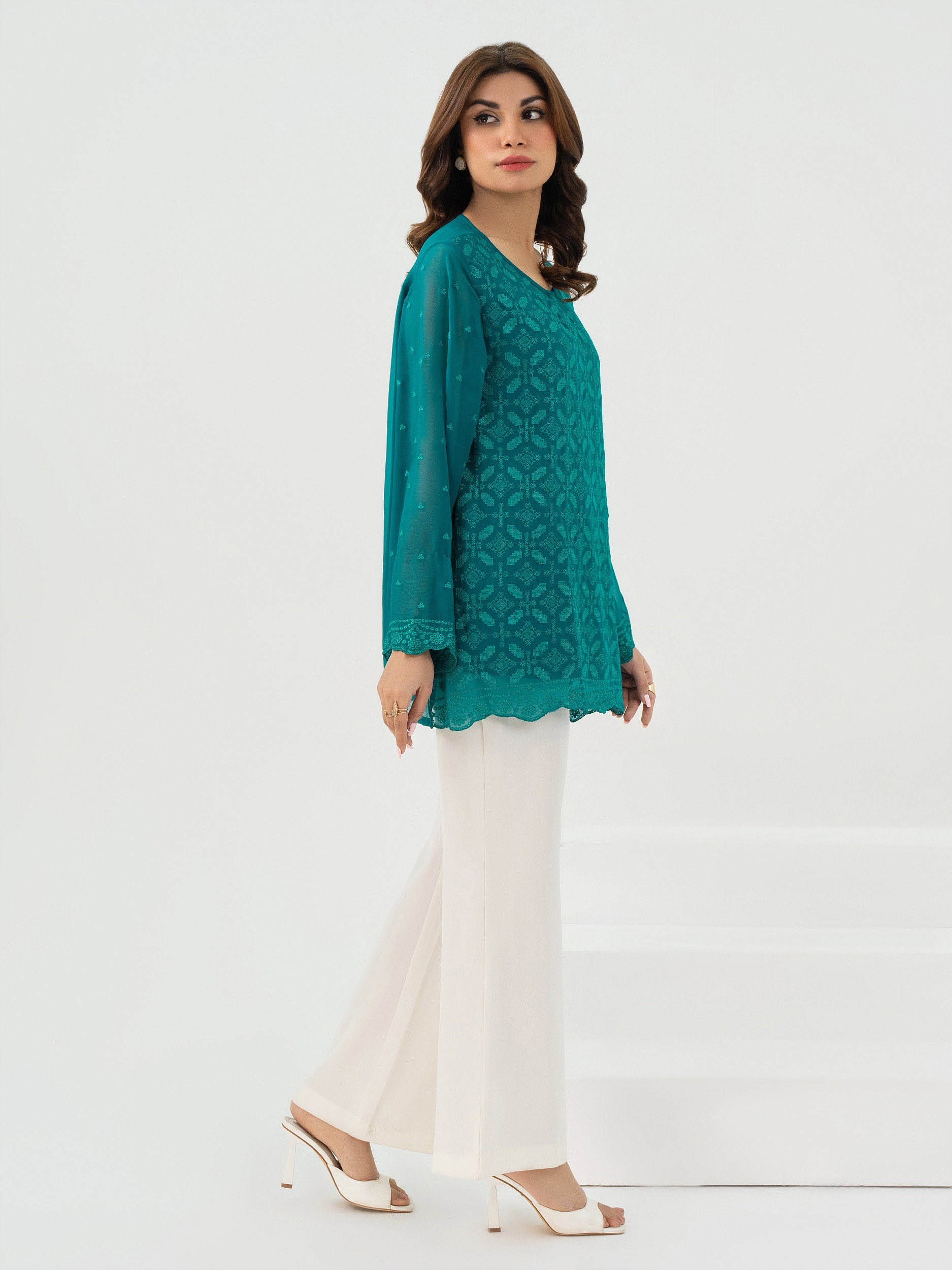 Chiffon Kurti- Embroidered (Pret)