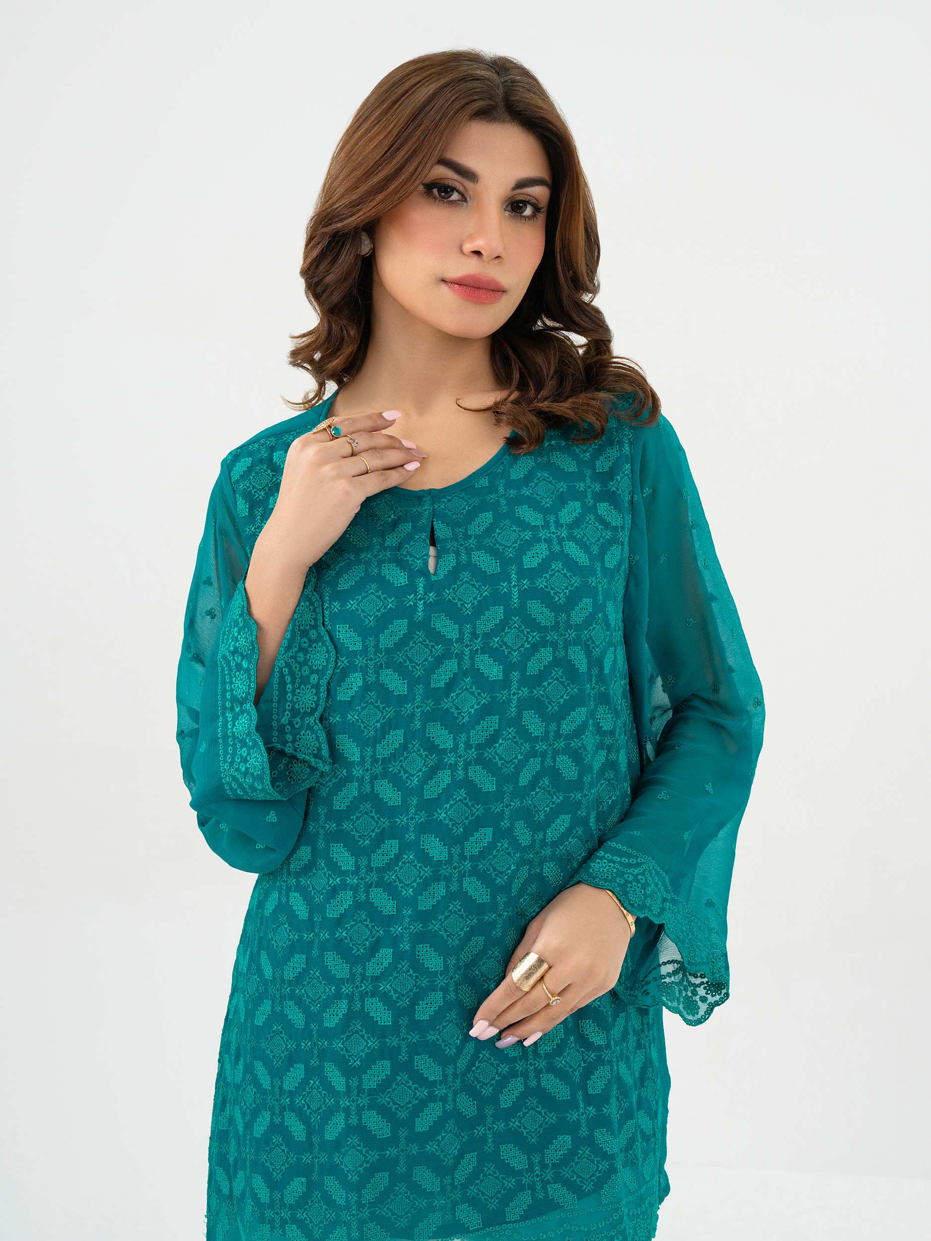 Chiffon Kurti- Embroidered (Pret)