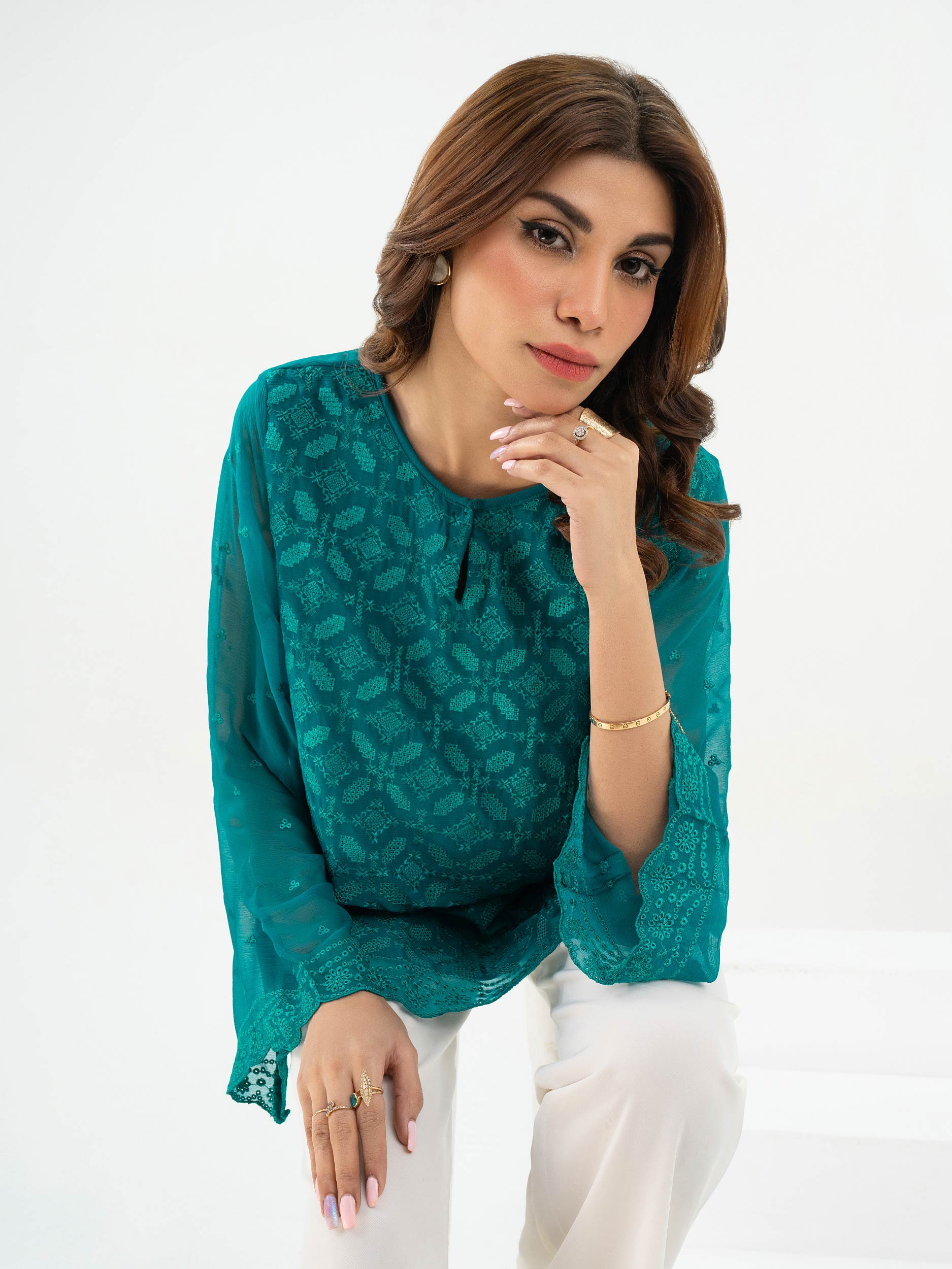 Chiffon Kurti- Embroidered (Pret)