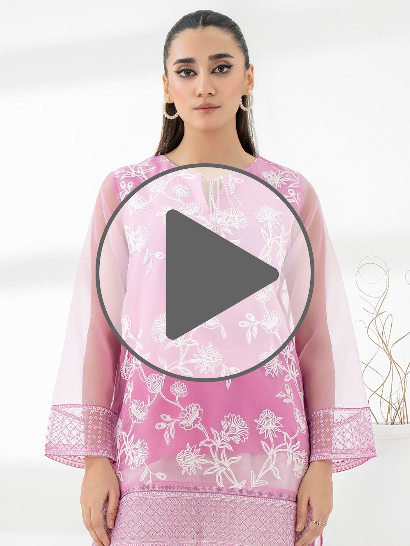 Organza Kurti-Embroidered (Pret)