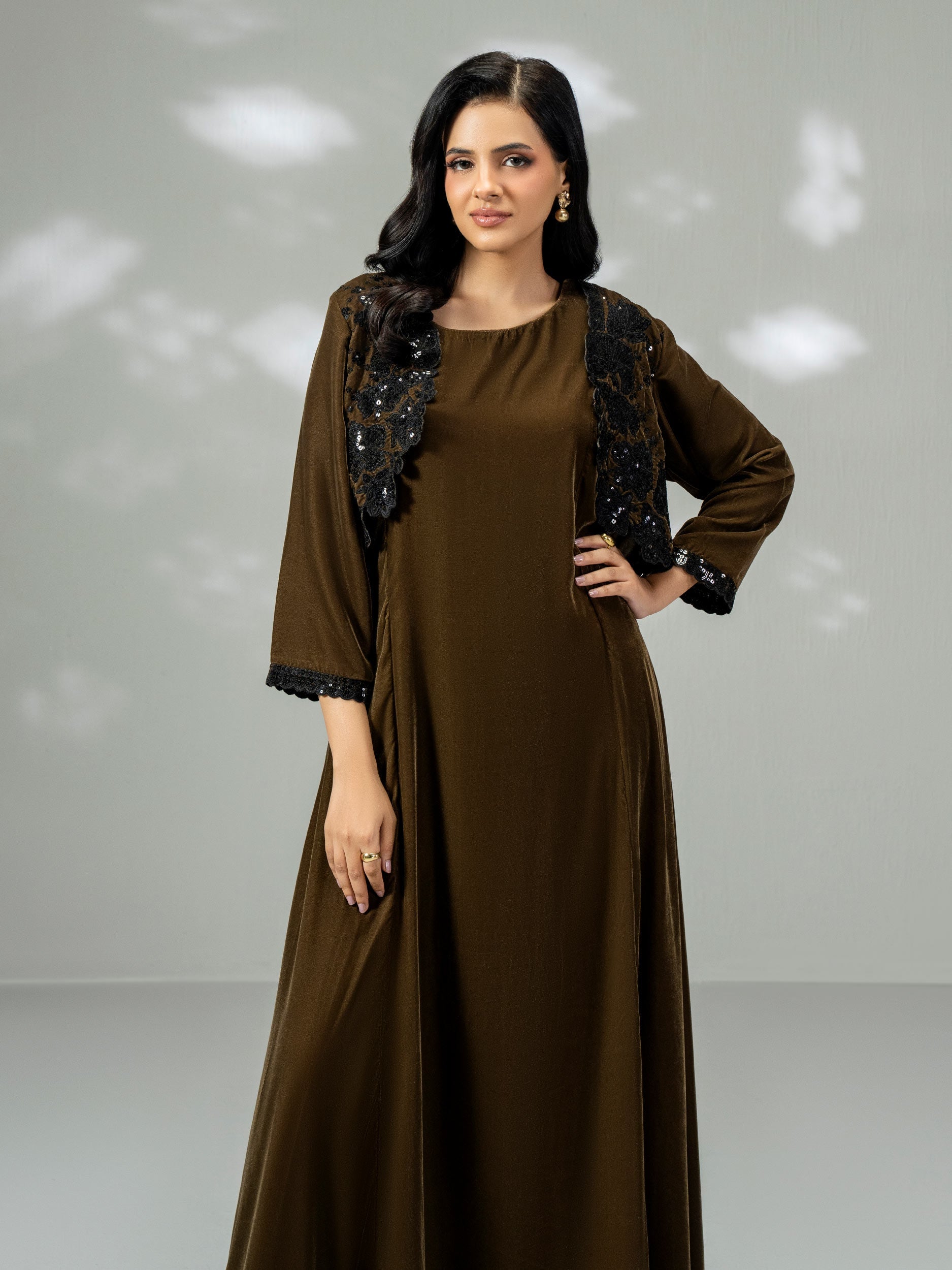 Velvet Bolero Dress- Embellished (Pret)