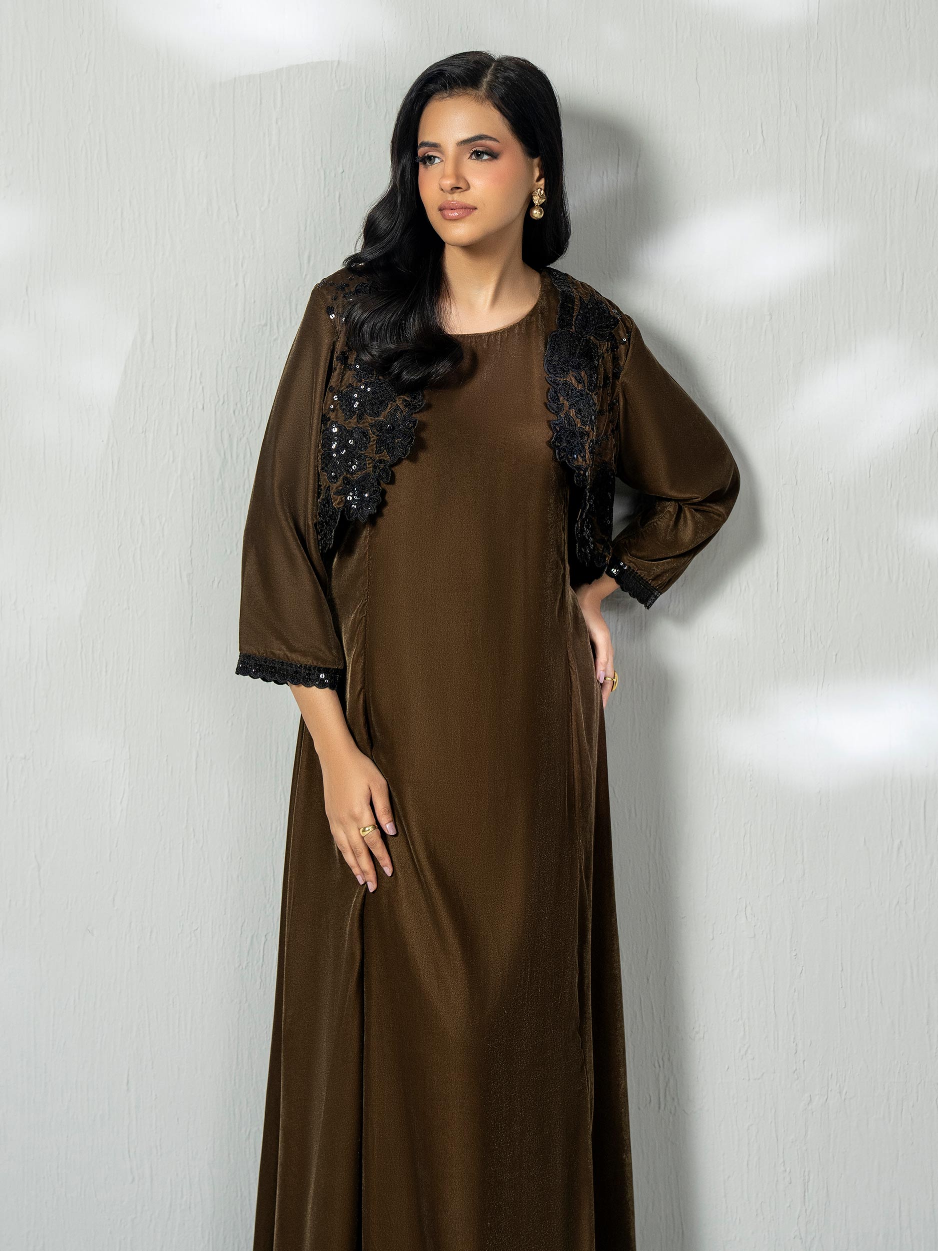Velvet Bolero Dress- Embellished (Pret)