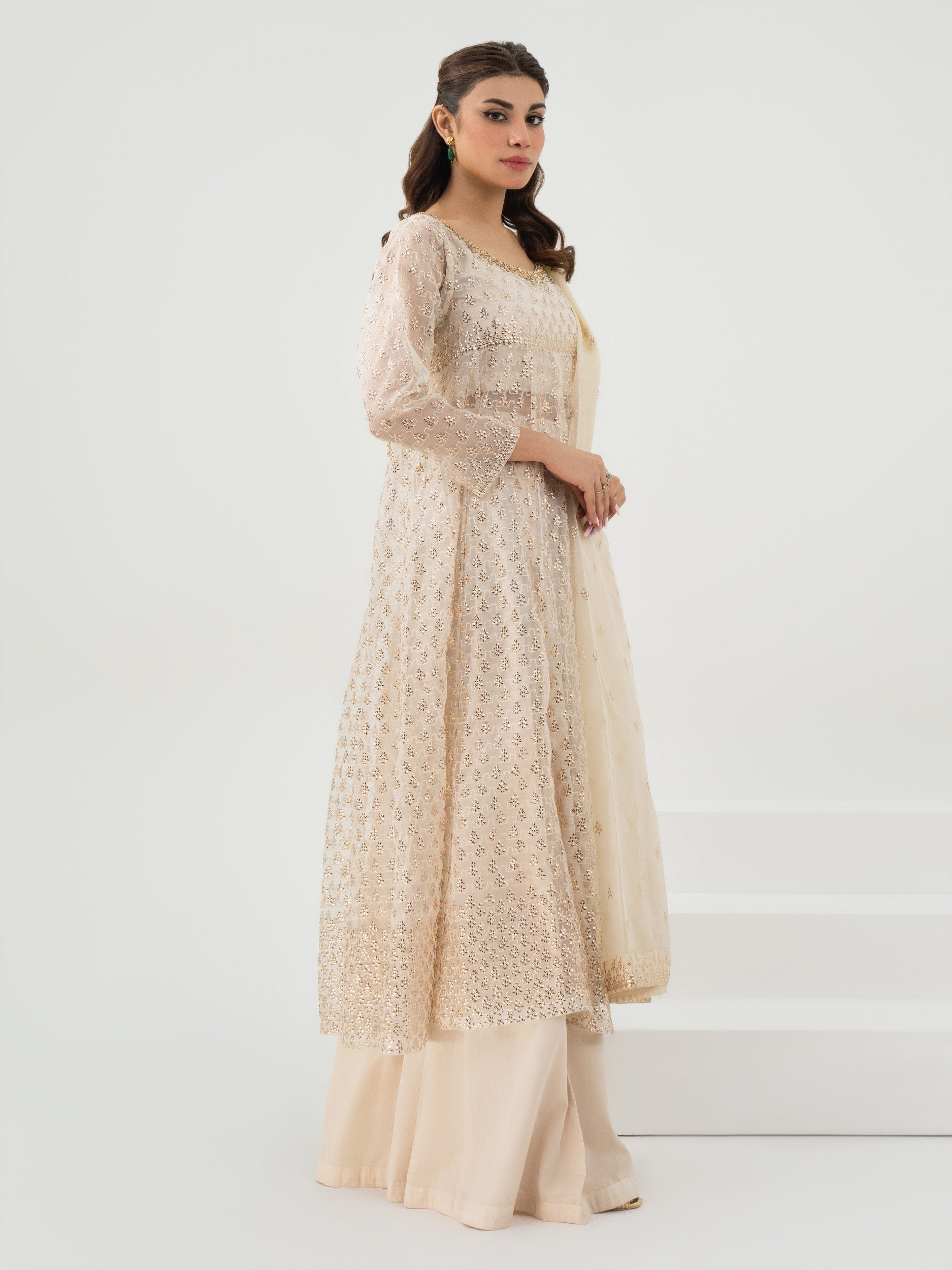 3 Piece Organza Suit-Embroidered (Pret)