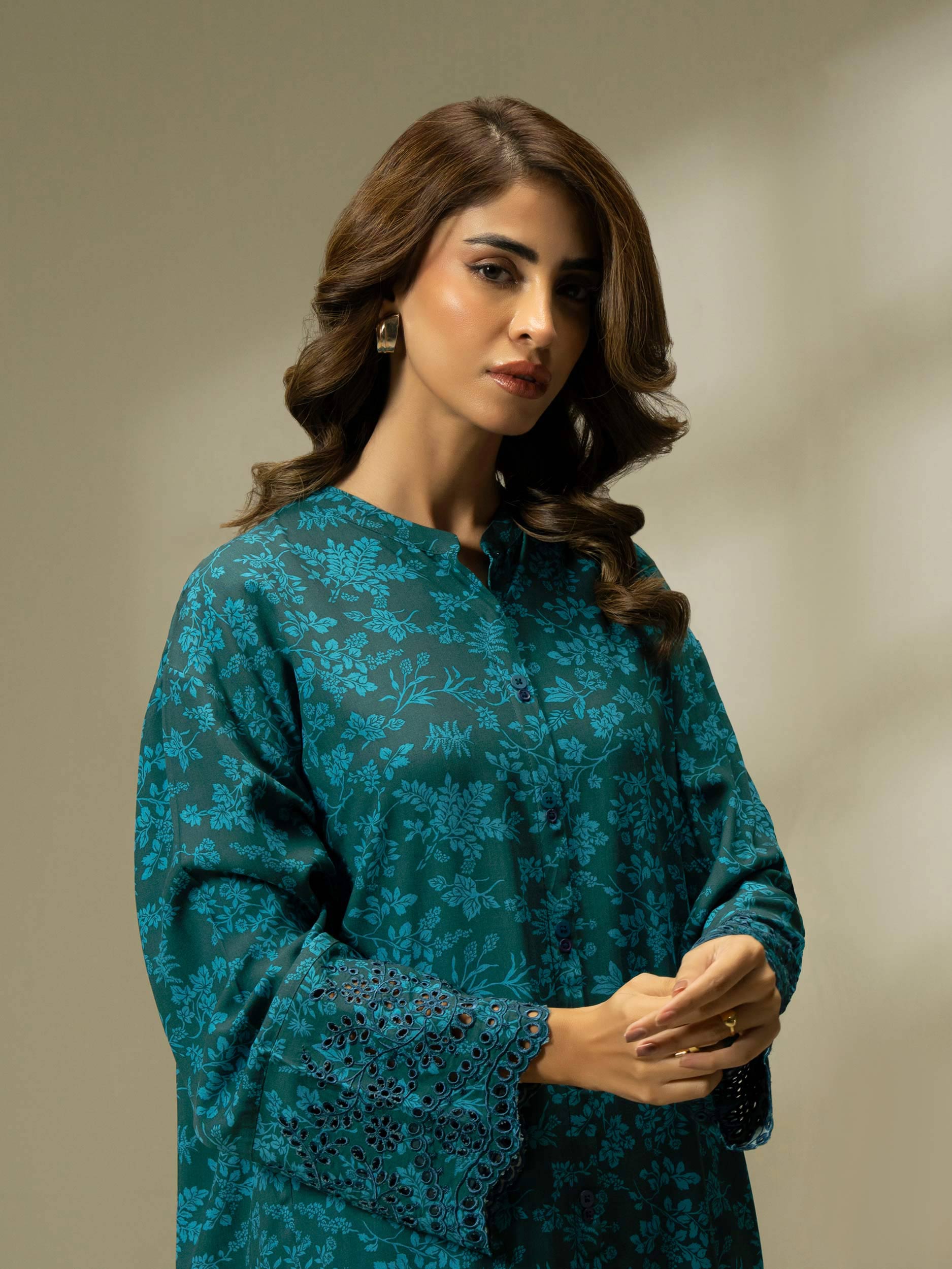 2 Piece Linen Suit-Embroidered (Pret)