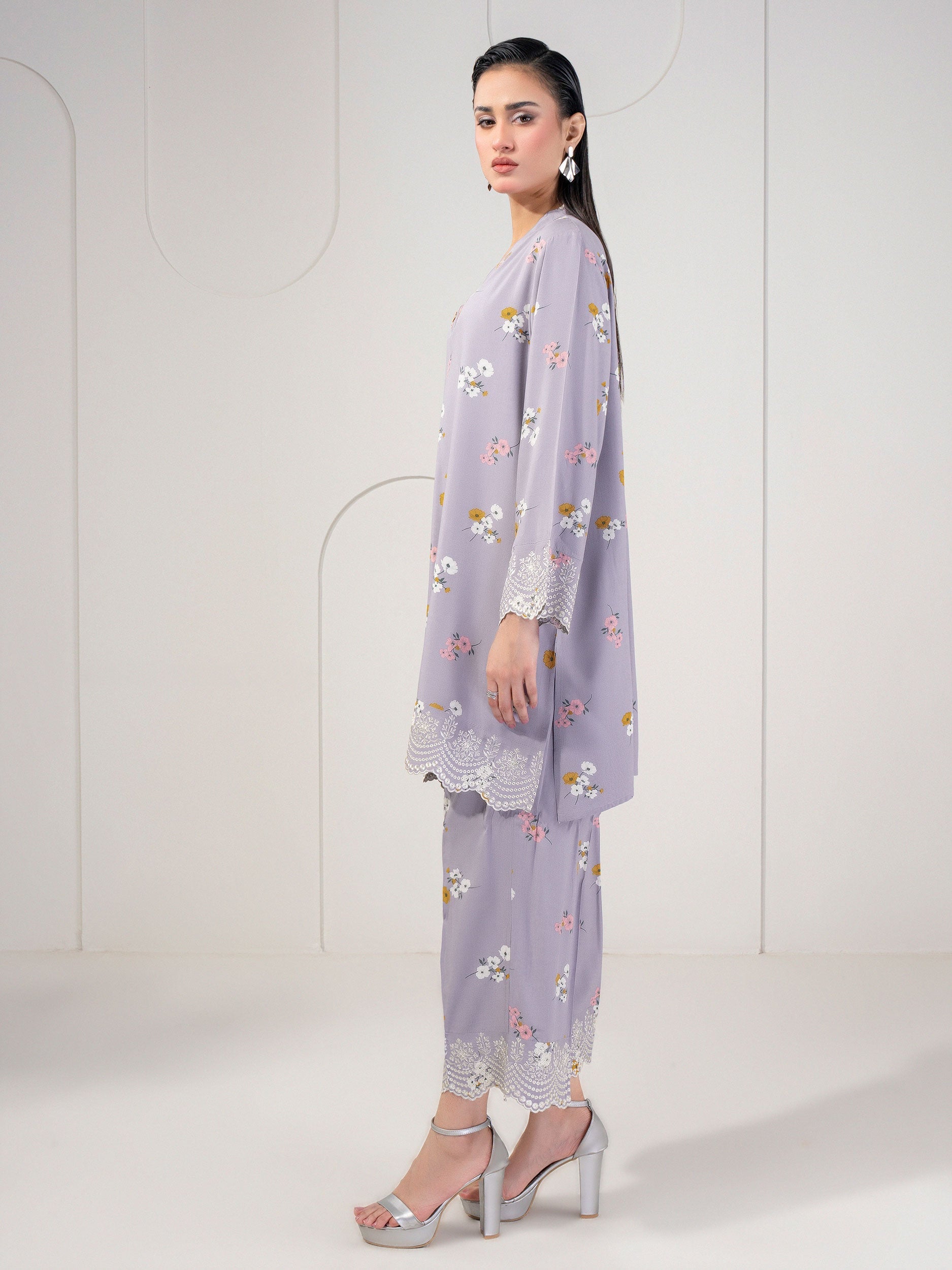 2 Piece Linen Suit-Embroidered (Pret)