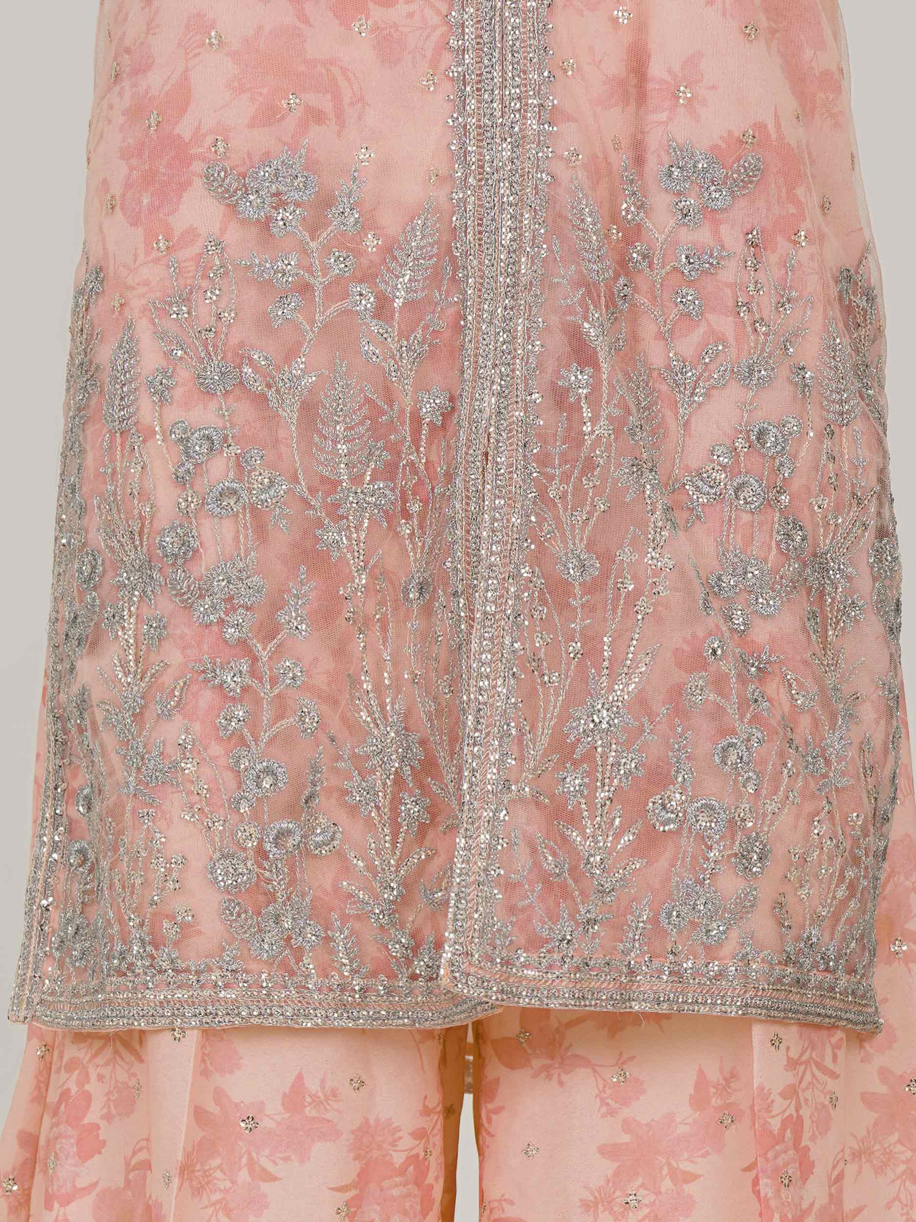 2 Piece Poly Net Suit- Embroidered (Pret)