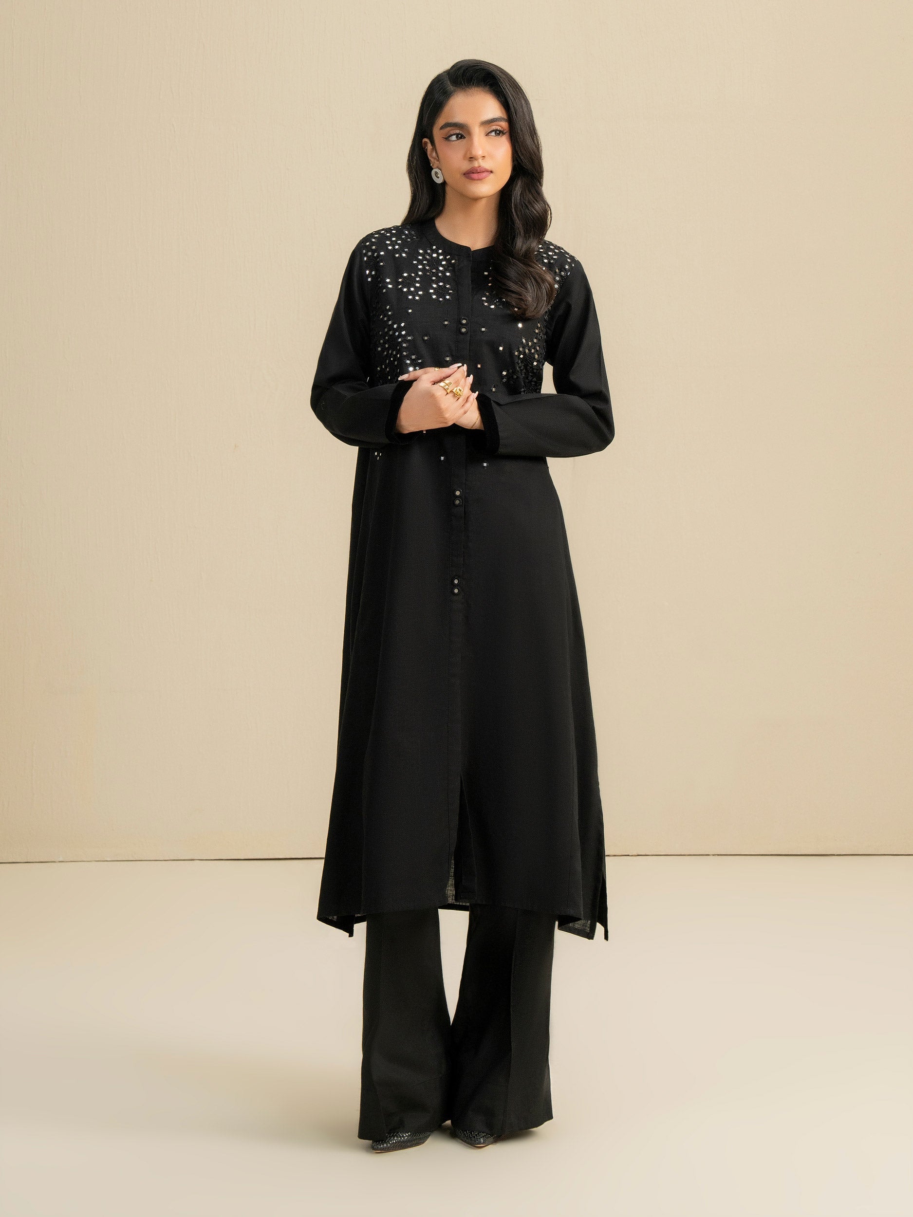 Khaddar Shirt-Embroidered (Pret)