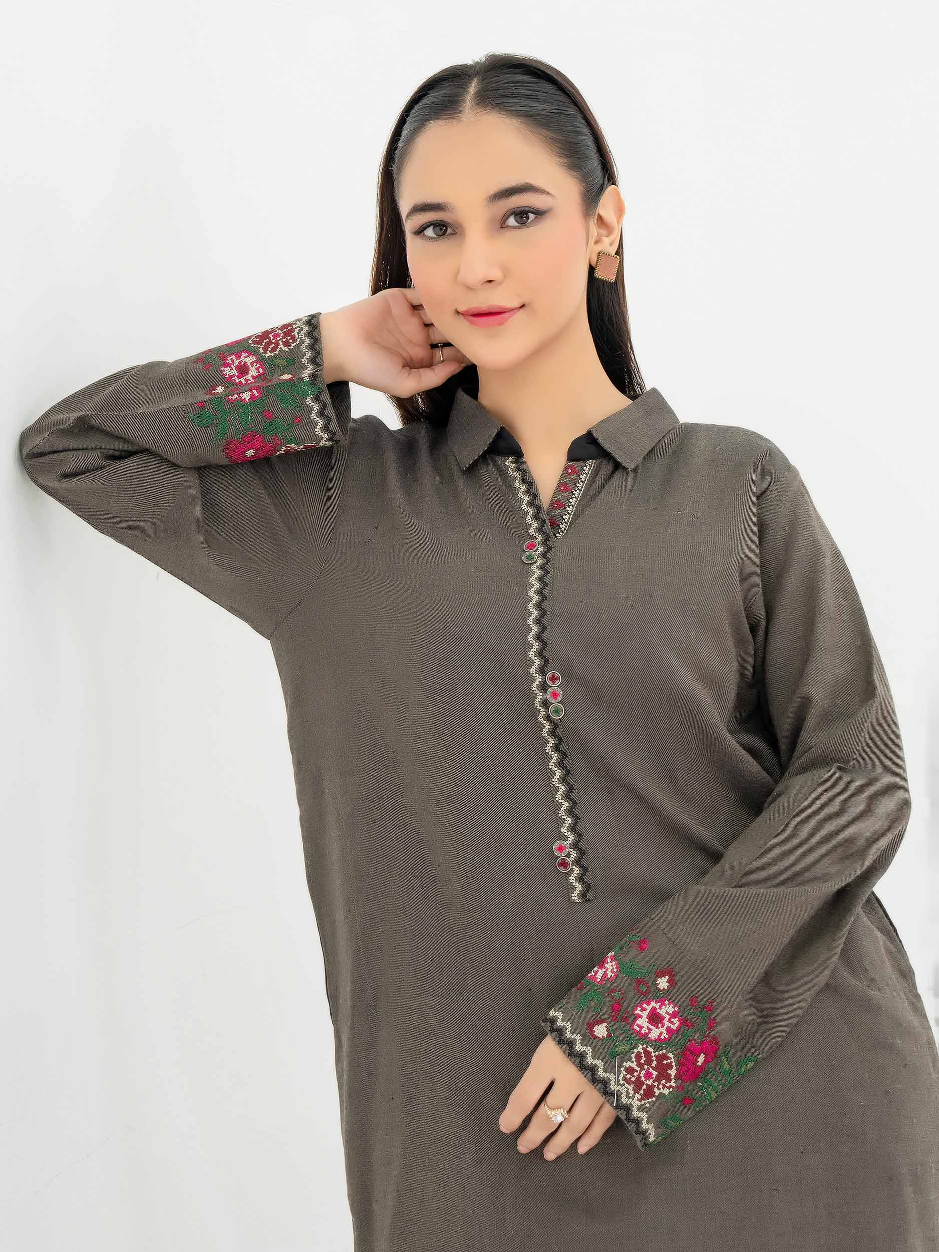 2 Piece Yarn Dyed Suit-Embroidered (Pret)