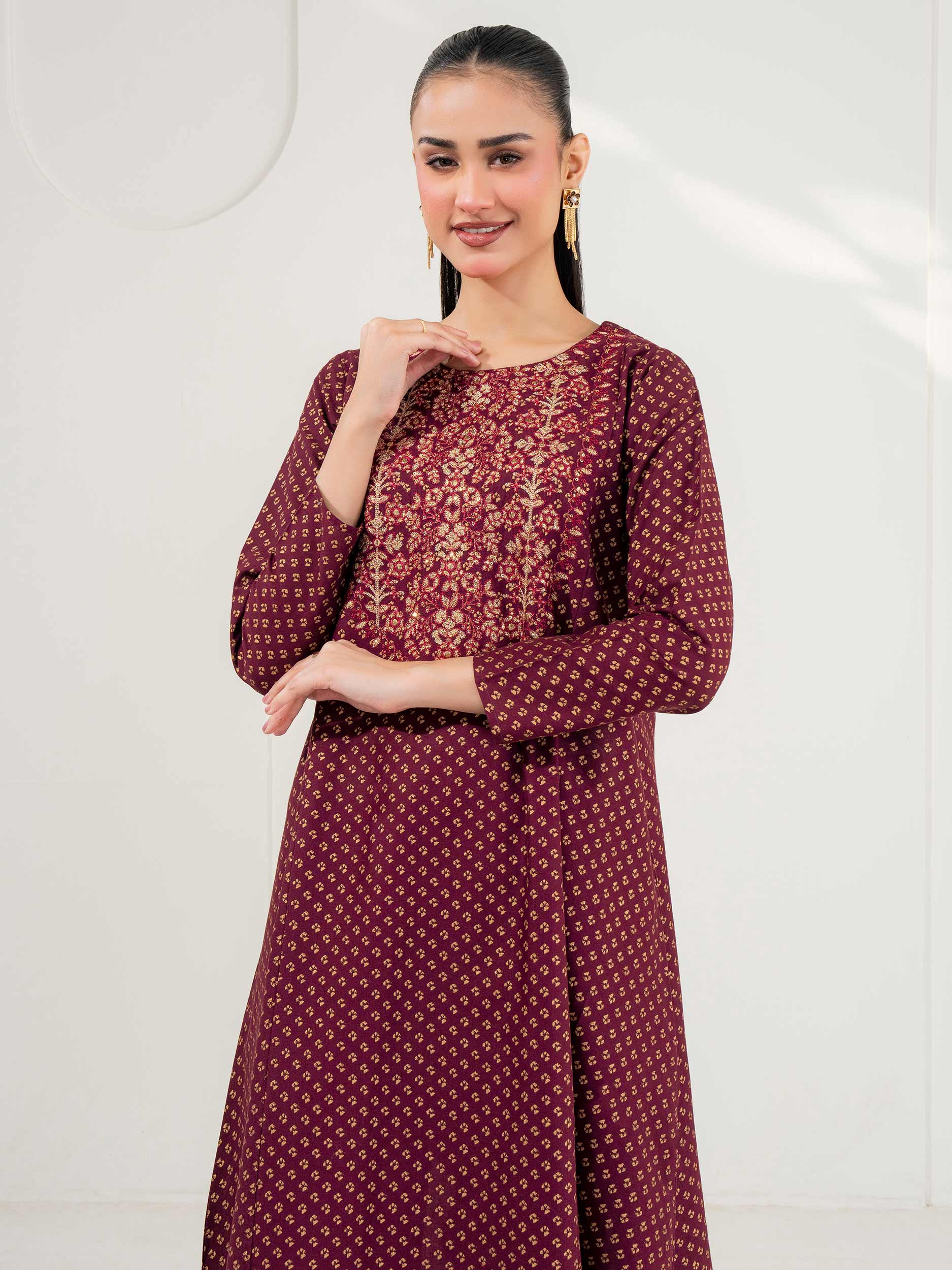 Khaddar Frock-Embroidered (Pret)
