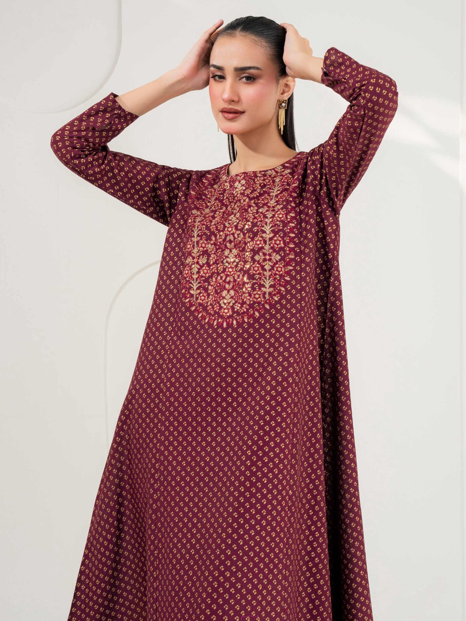 Khaddar Frock-Embroidered (Pret)