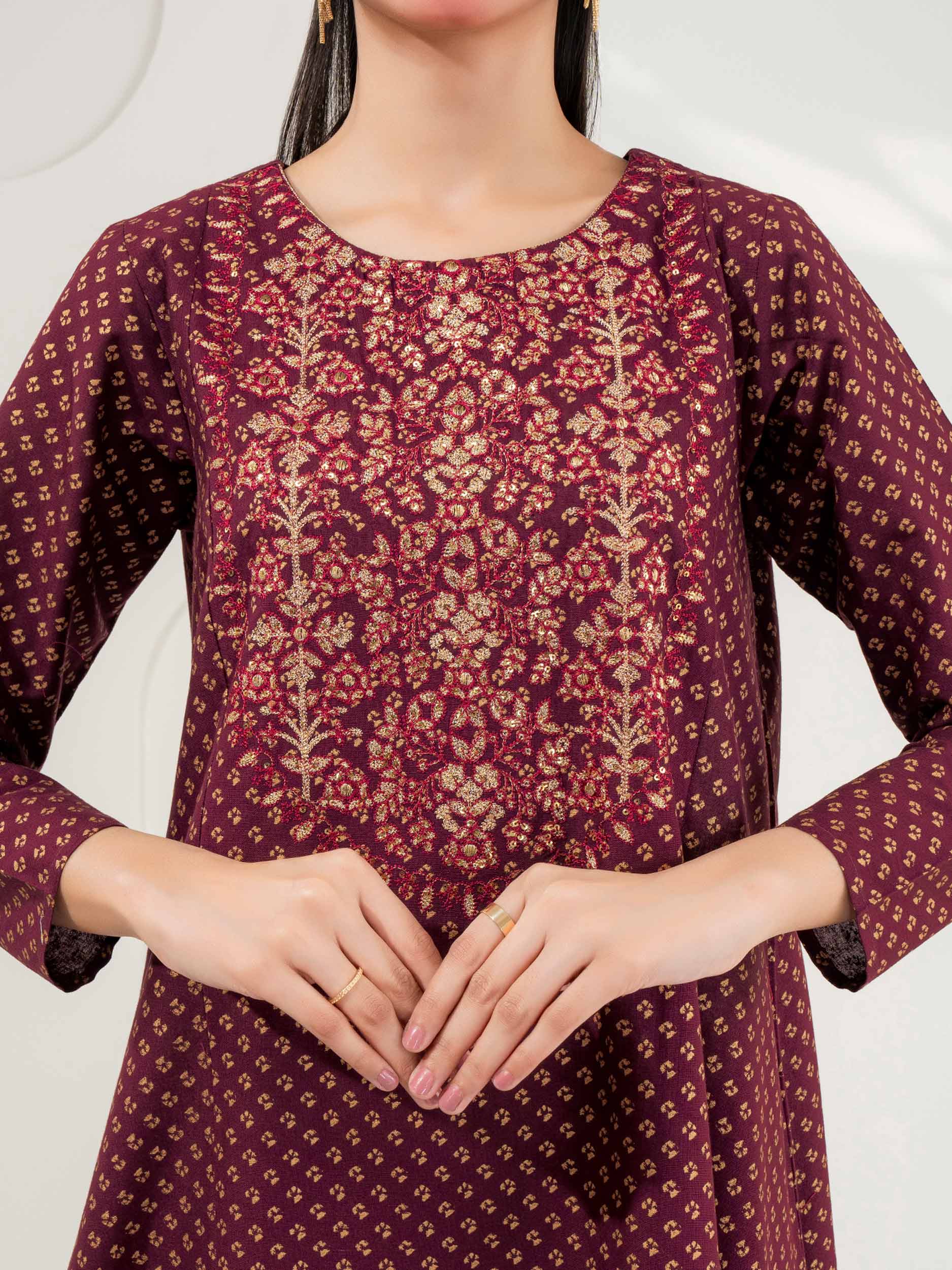 Khaddar Frock-Embroidered (Pret)
