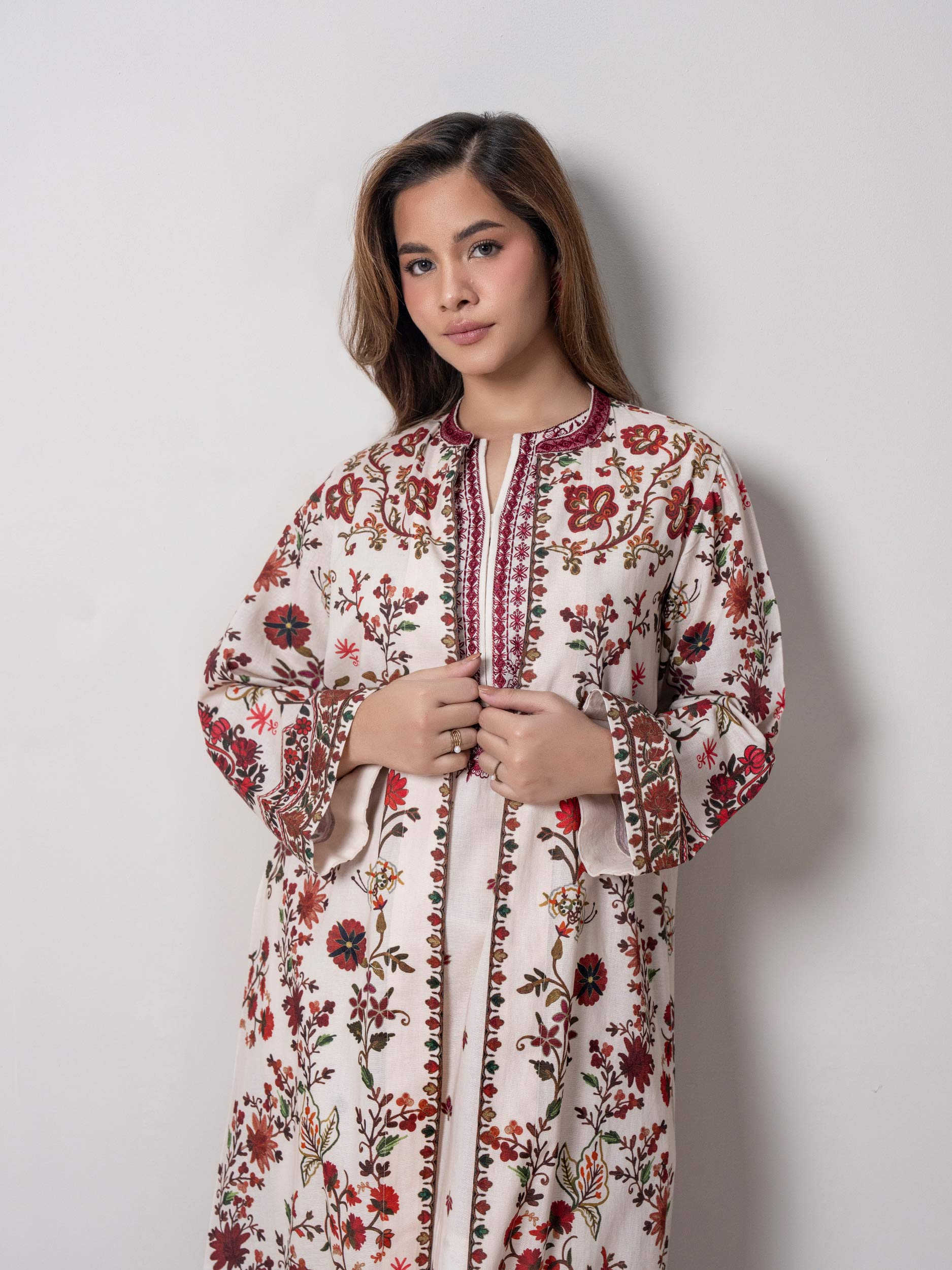 2 Piece Cardigan Khaddar Suit- Embroidered (Pret)