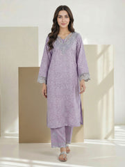 2 Piece Self Jacquard Suit- Embroidered (Pret)