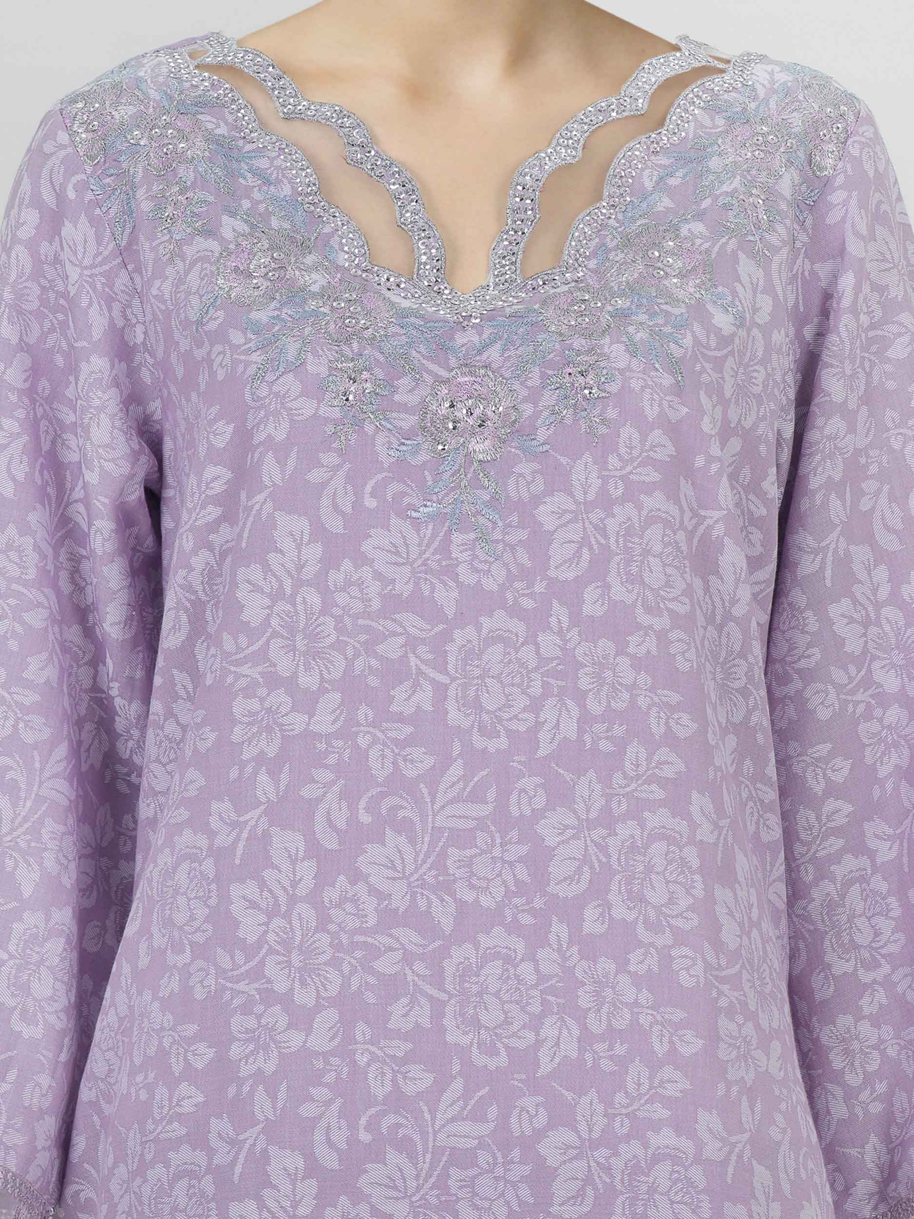2 Piece Self Jacquard Suit- Embroidered (Pret)