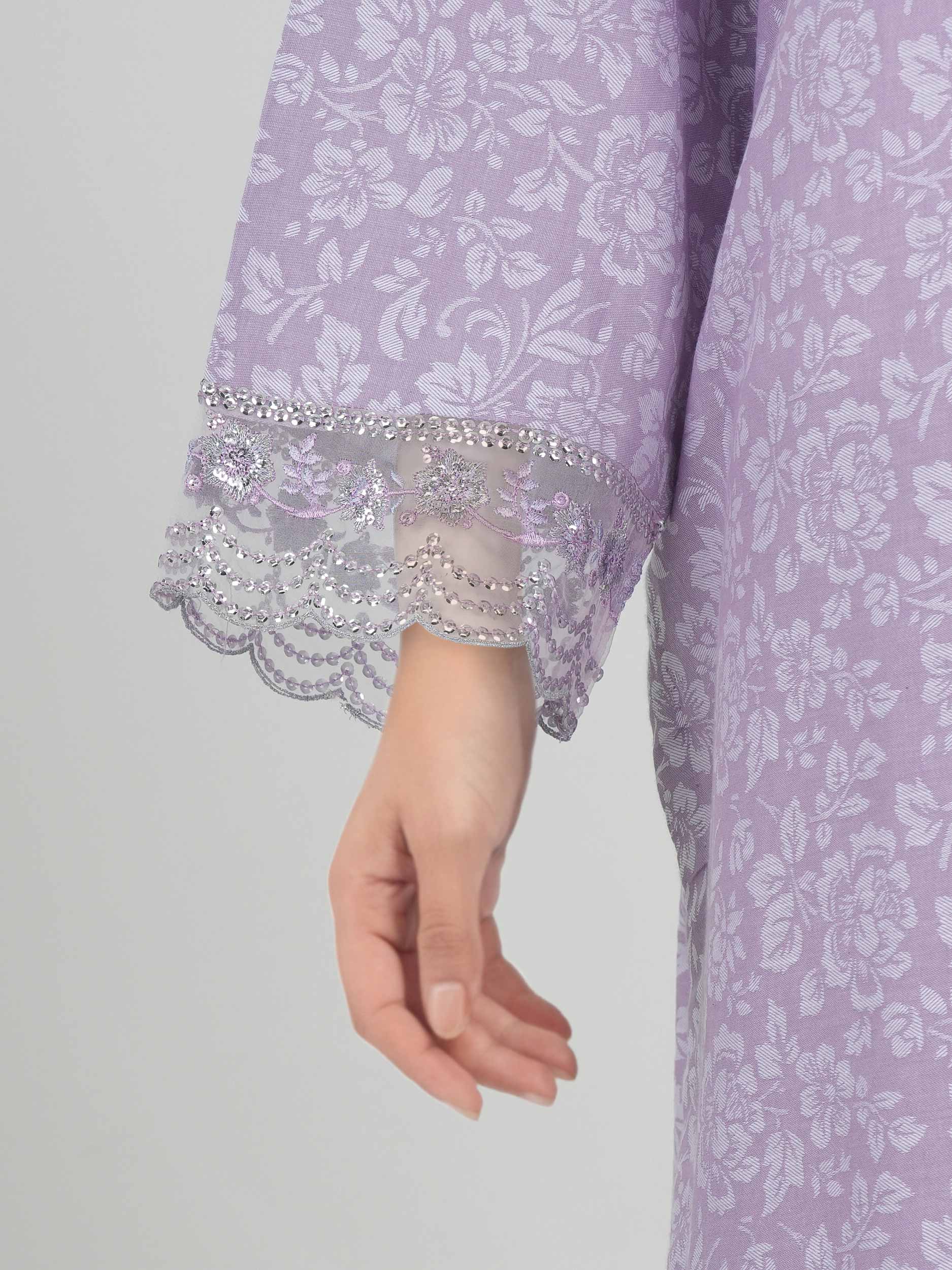2 Piece Self Jacquard Suit- Embroidered (Pret)