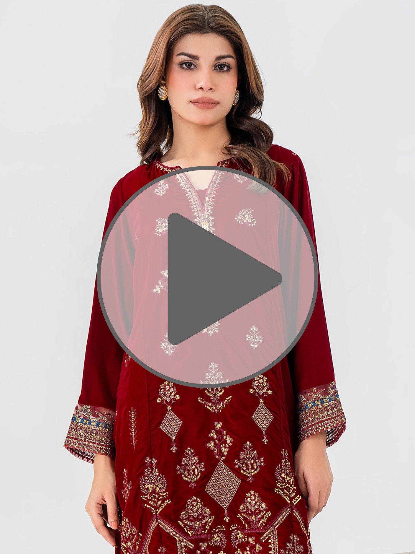 2 Piece Velvet Suit-Embroidered (Pret)