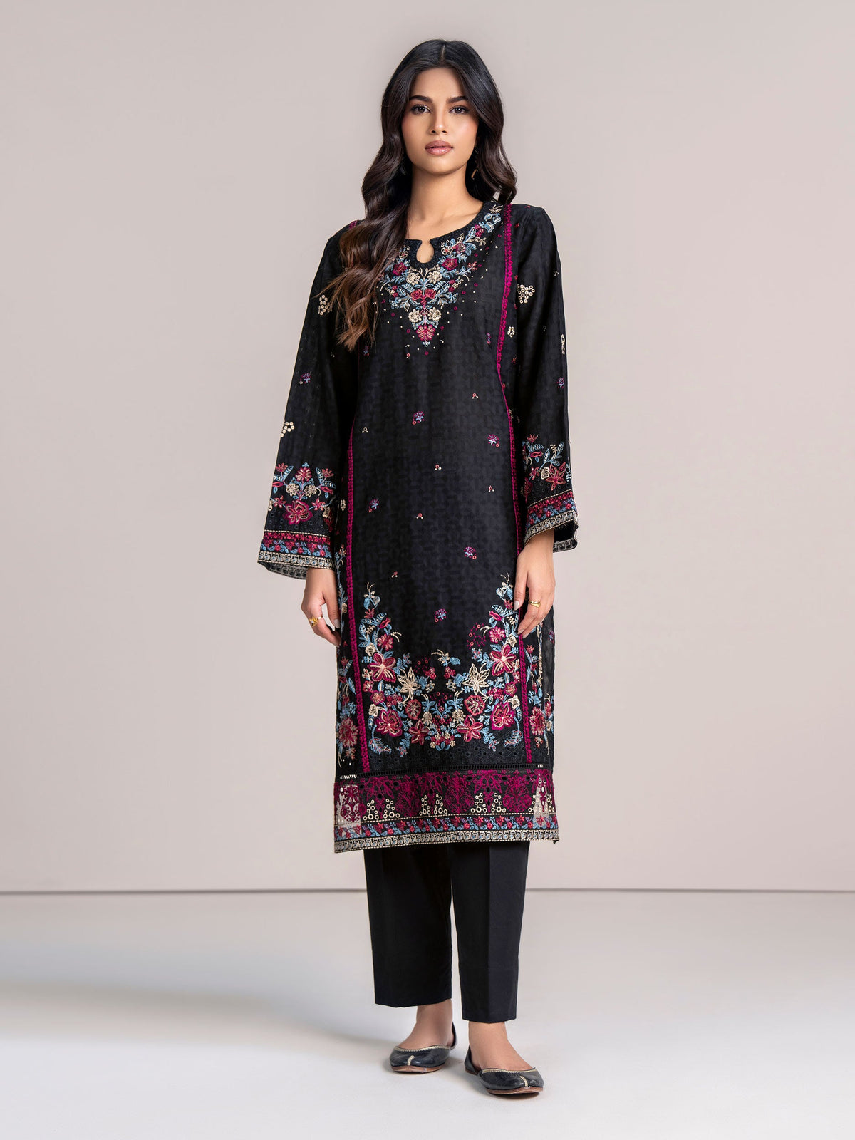 2-Piece Self Jacquard Suit-Embroidered (Pret)