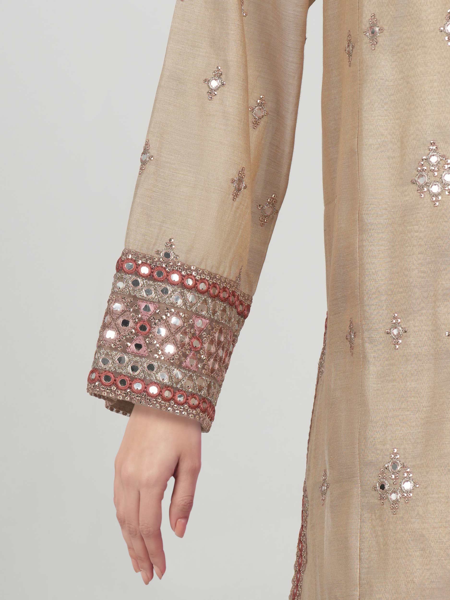 3 Piece Lawn Zari Suit- Embroidered (Pret)