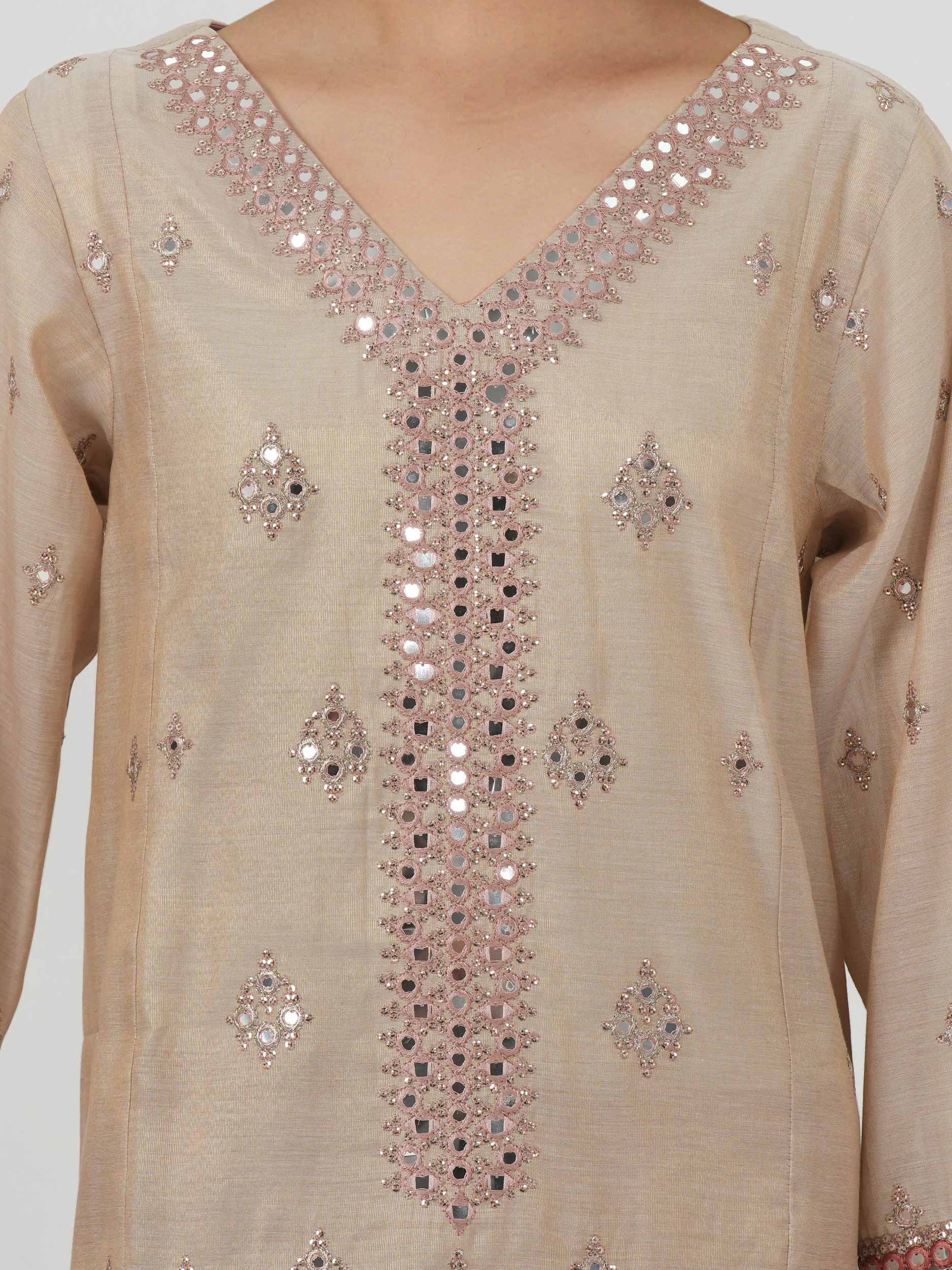 3 Piece Lawn Zari Suit- Embroidered (Pret)