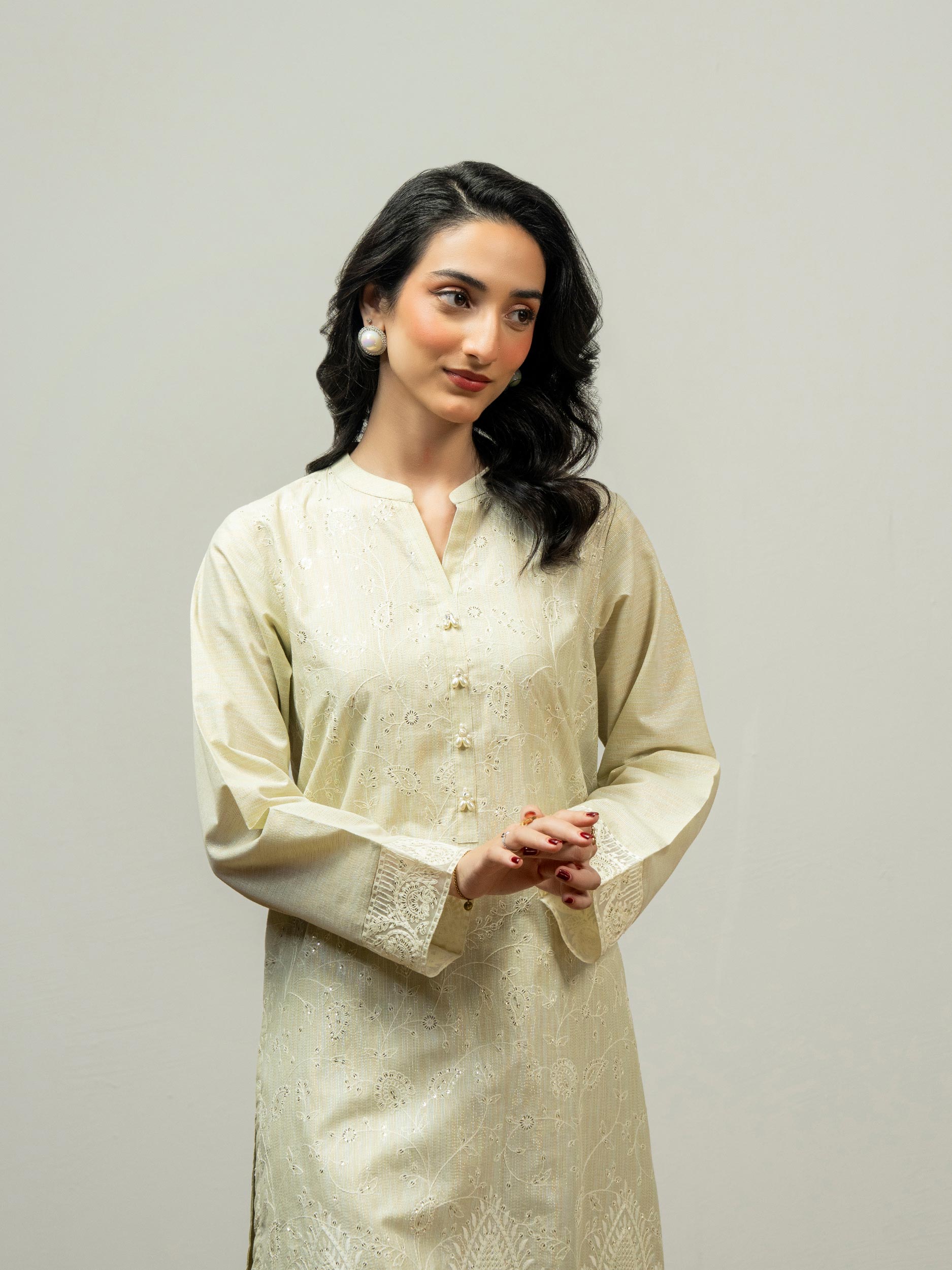 2 Piece Zari Suit-Embroidered (Pret)