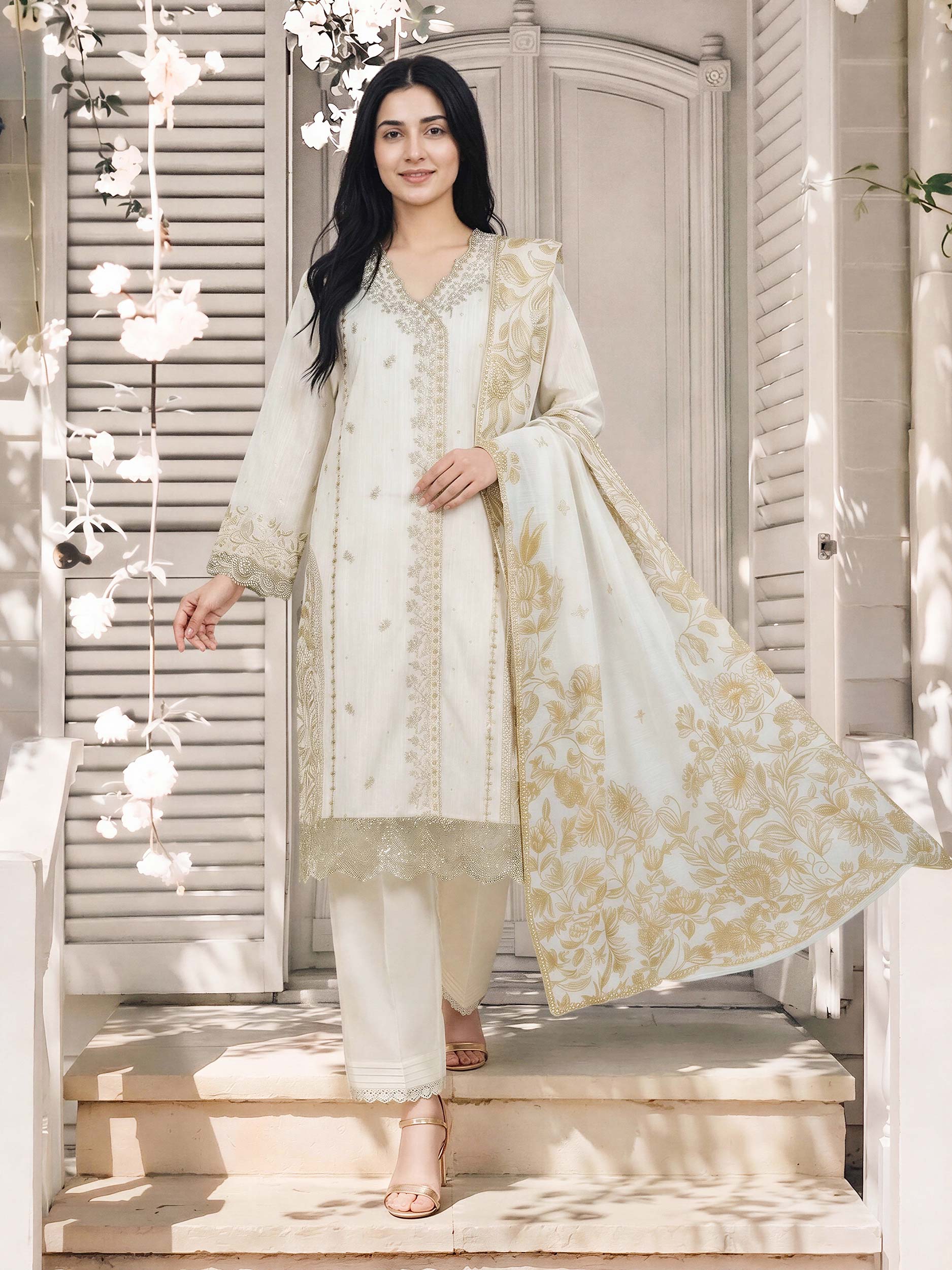 3 Piece Lawn Missouri Suit- Embroidered (Pret)