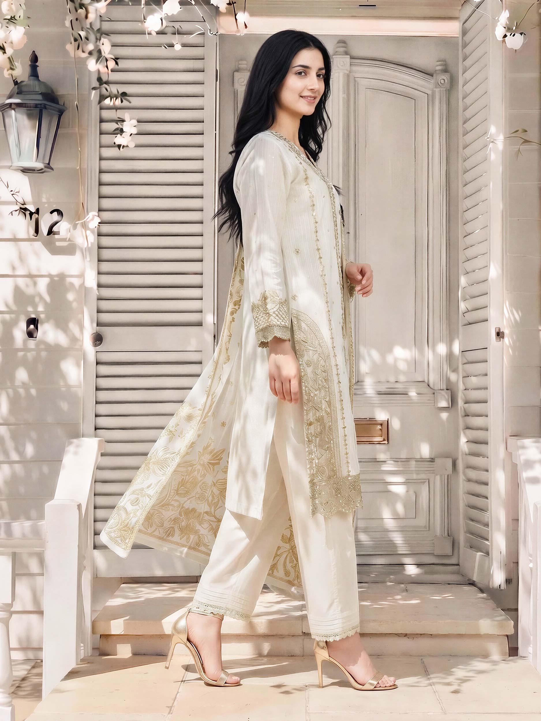 3 Piece Lawn Missouri Suit- Embroidered (Pret)