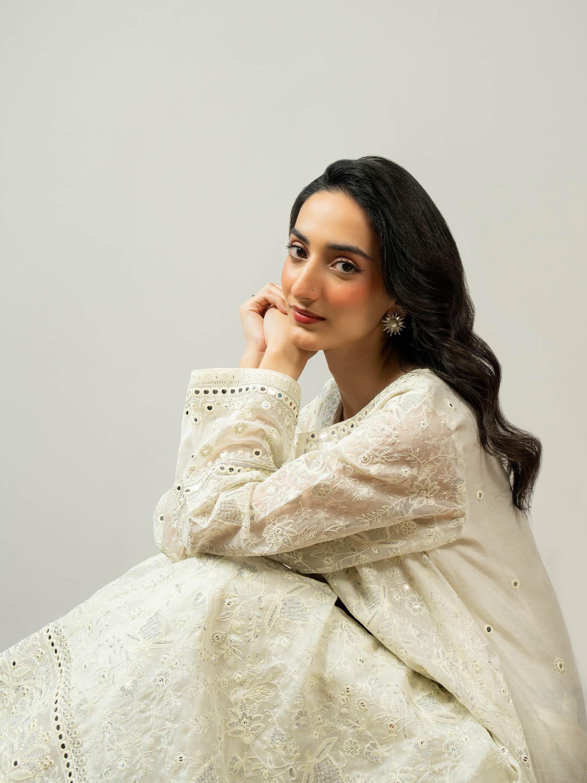2 Piece Net Suit-Embroidered (Pret)
