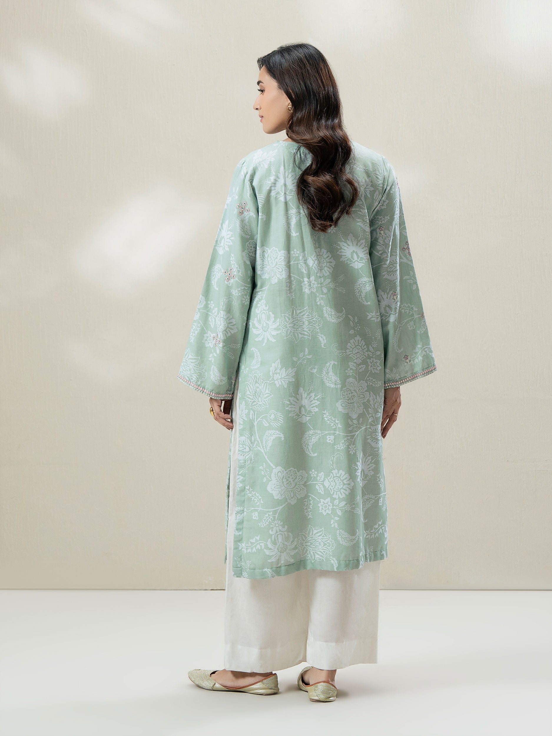 Self Jacquard Shirt- Embroidered (Pret)