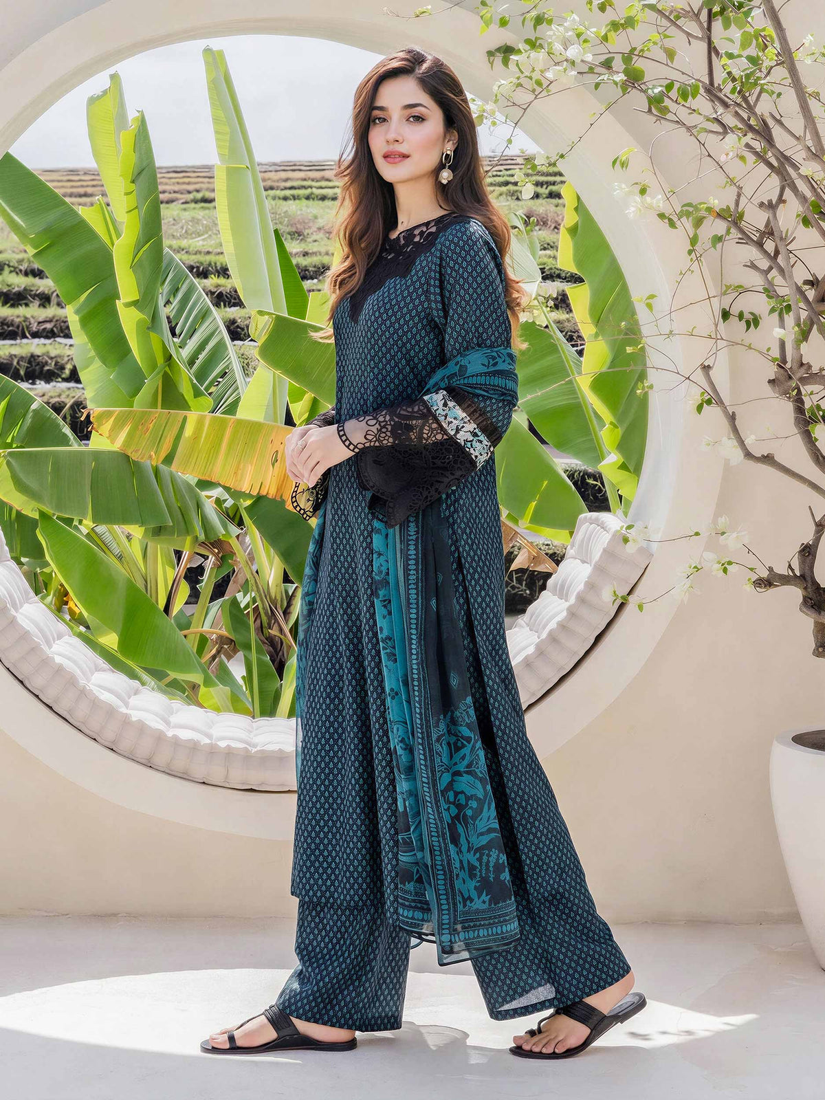 3 Piece Silk Suit- Embroidered (Pret)