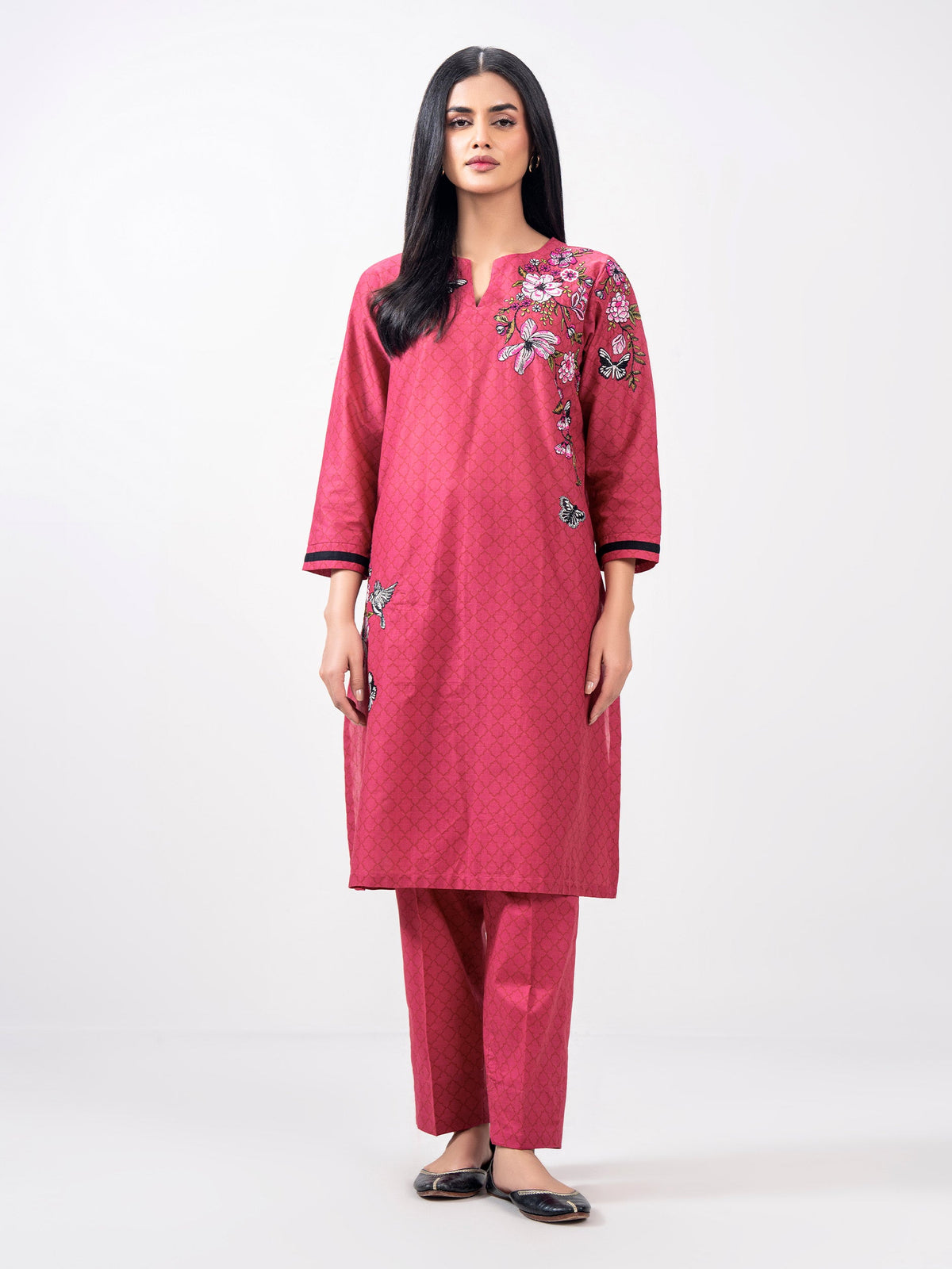 2 Piece Cambric Suit- Embroidered (Pret)