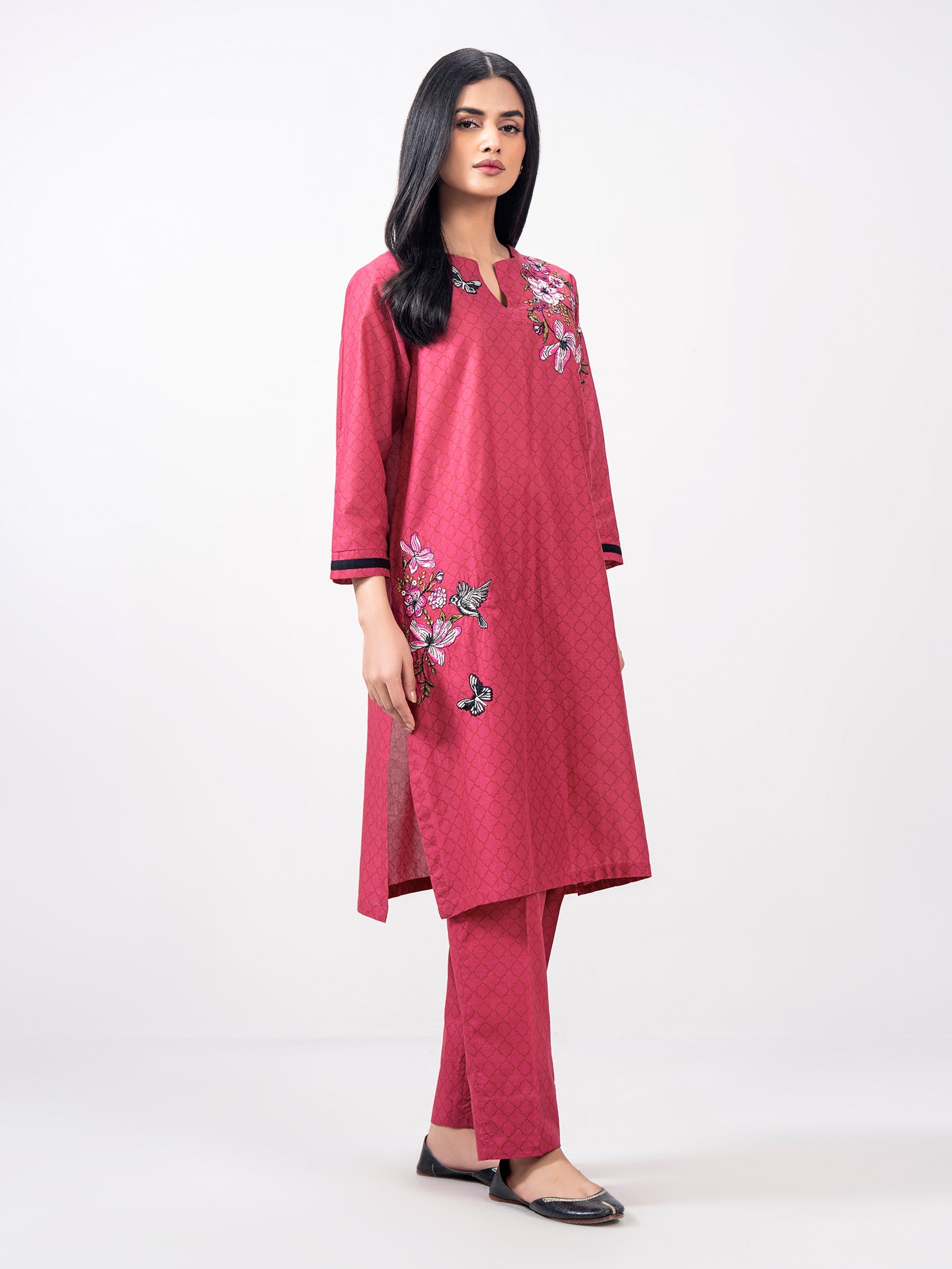 2 Piece Cambric Suit- Embroidered (Pret)