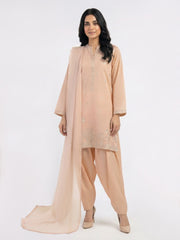 3 Piece Lawn Slub Suit- Embroidered (Pret)