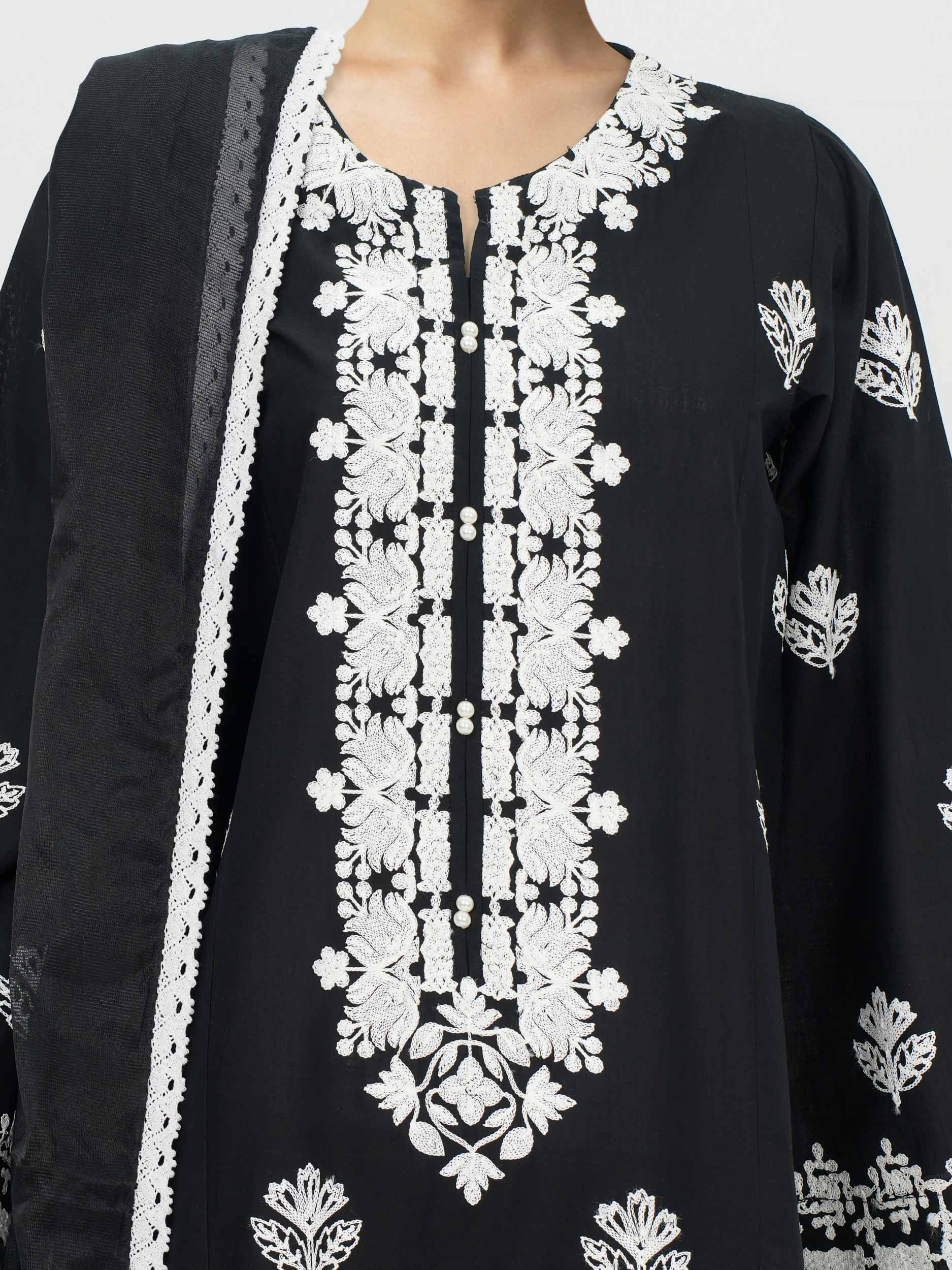 3 Piece Lawn Slub Suit- Embroidered (Pret)