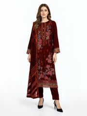3 Piece Velvet Suit- Embroidered (Pret)
