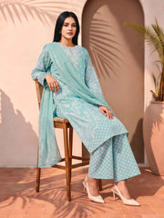 3 Piece Silk Suit- Embroidered (Pret)