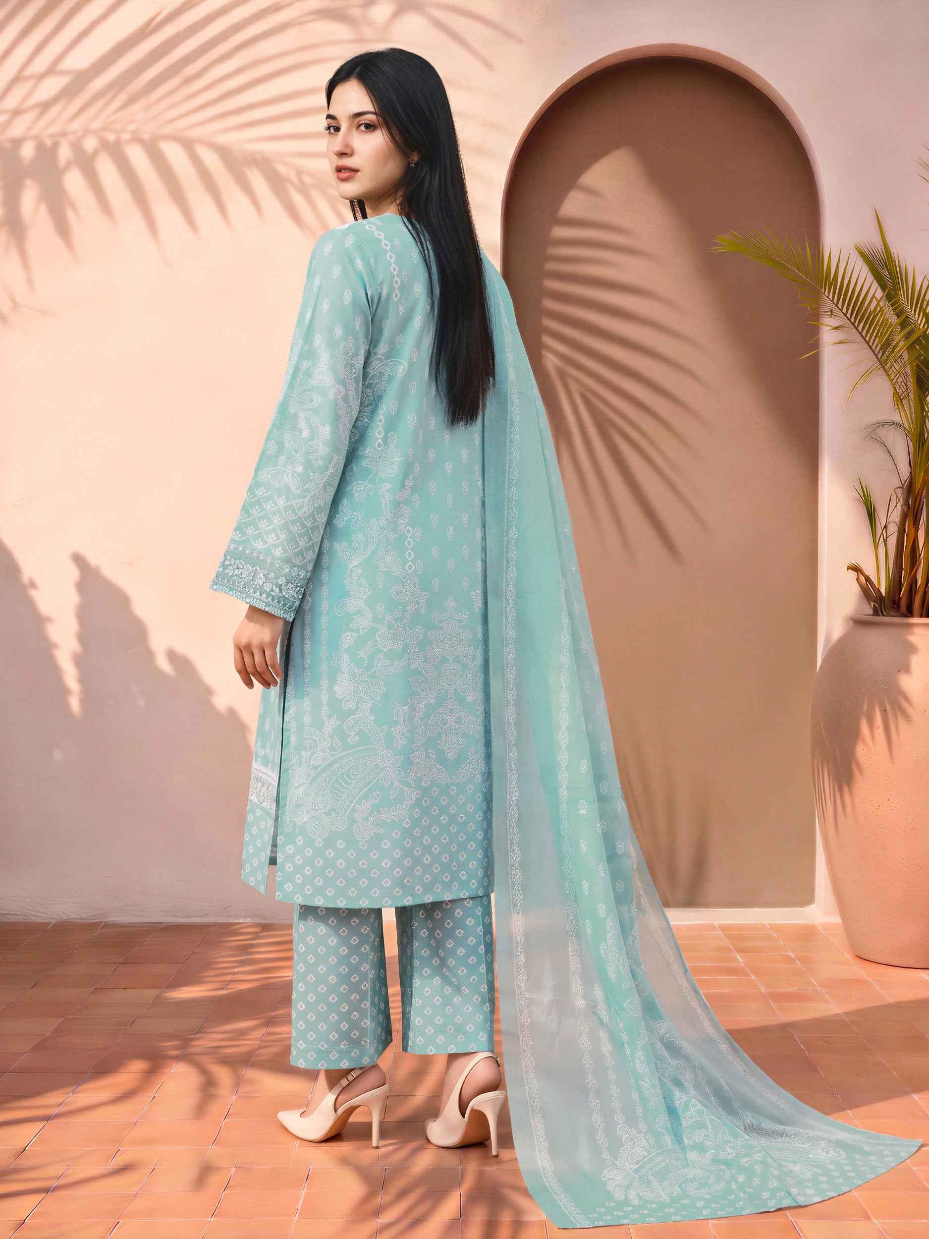3 Piece Silk Suit- Embroidered (Pret)