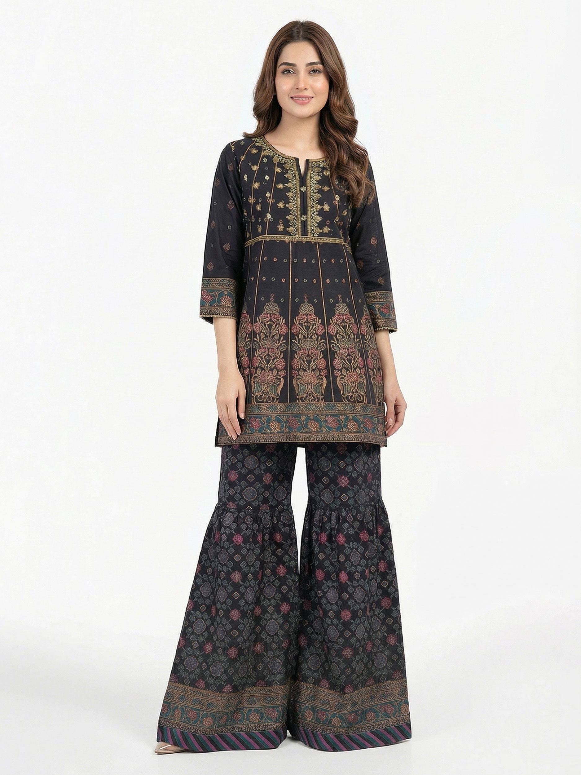 2 Piece Lawn Slub Suit-Embroidered (Pret)