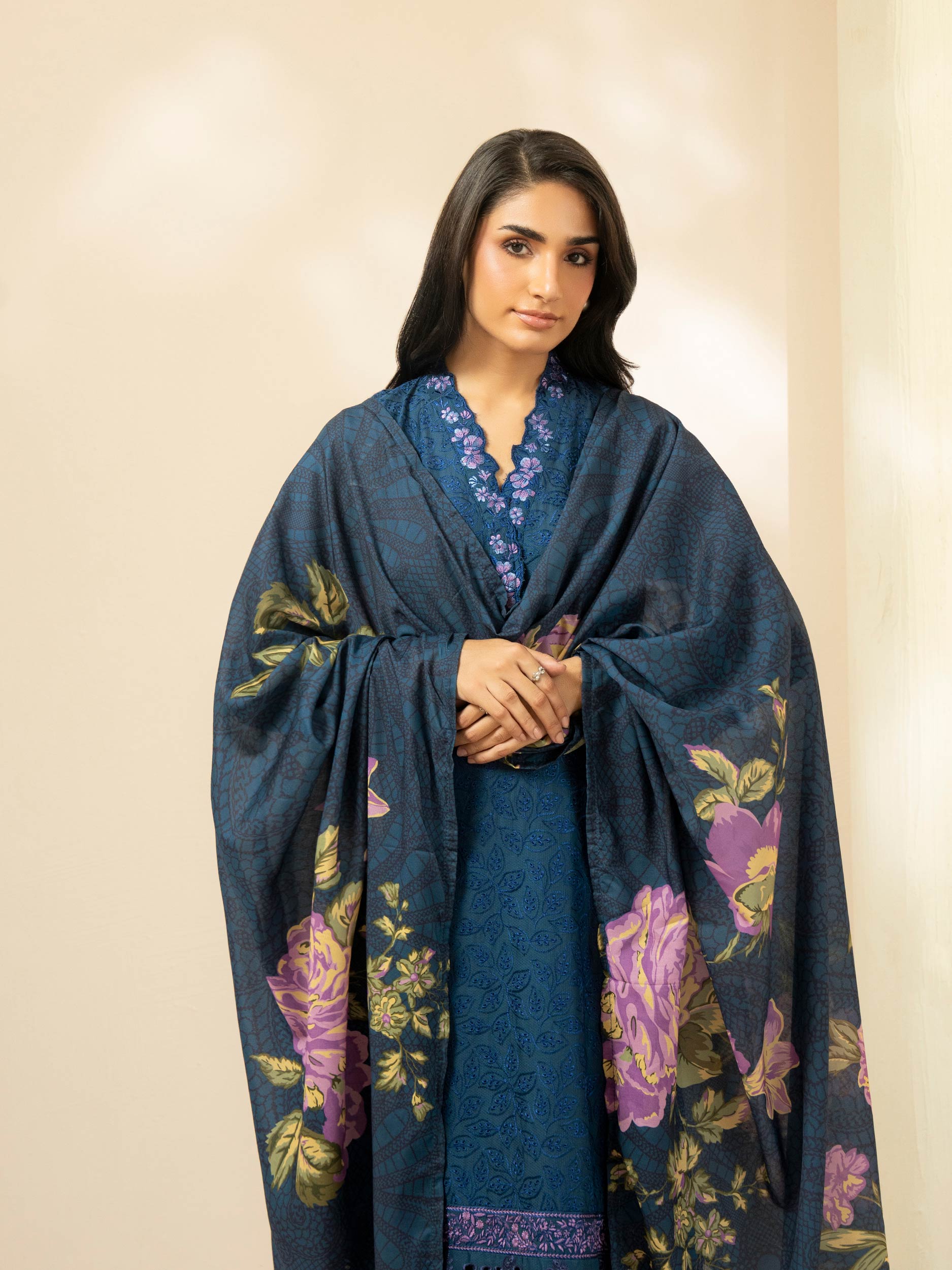 3 Piece Dobby Suit-Embroidered (Pret)