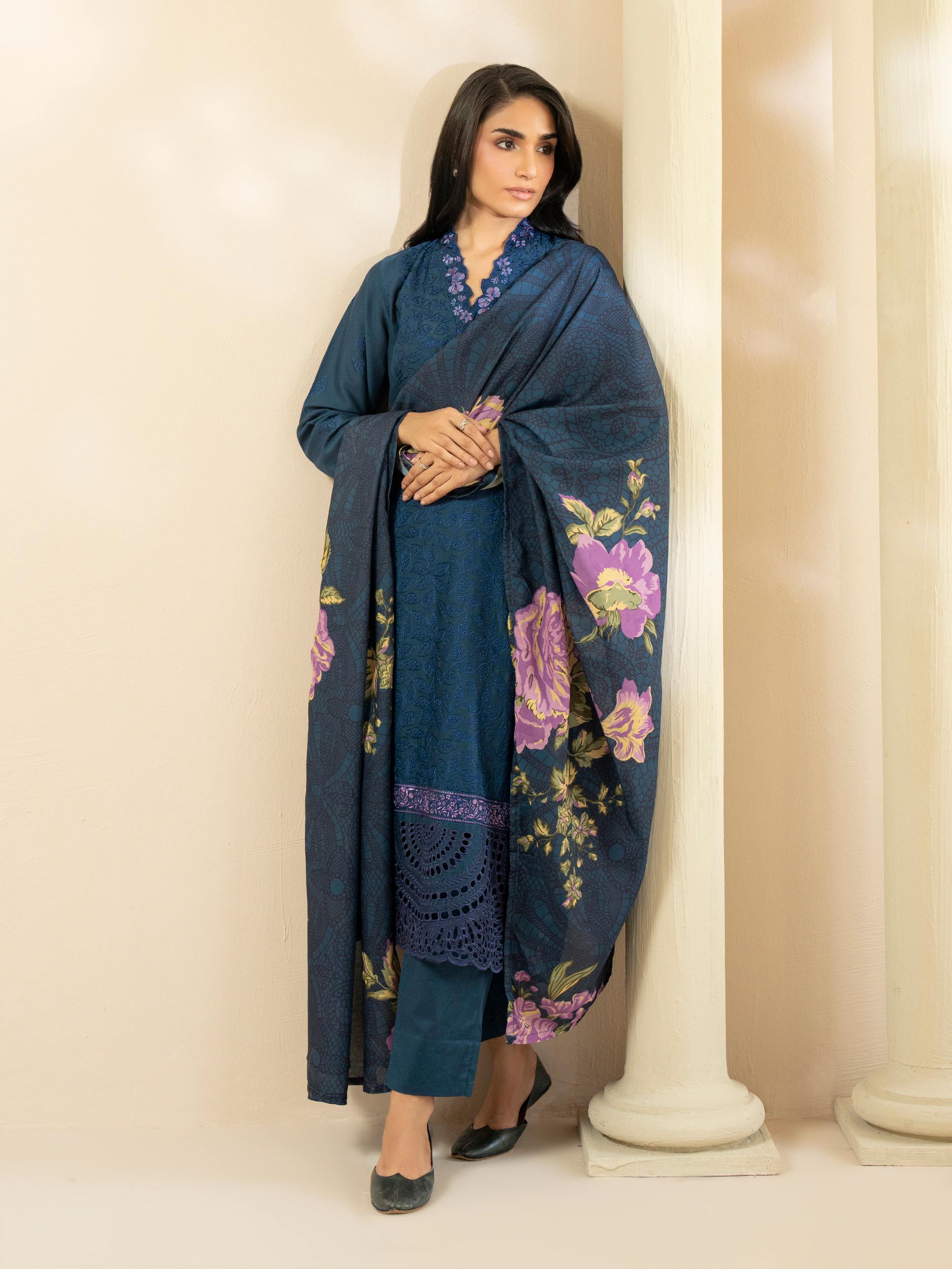3 Piece Dobby Suit-Embroidered (Pret)