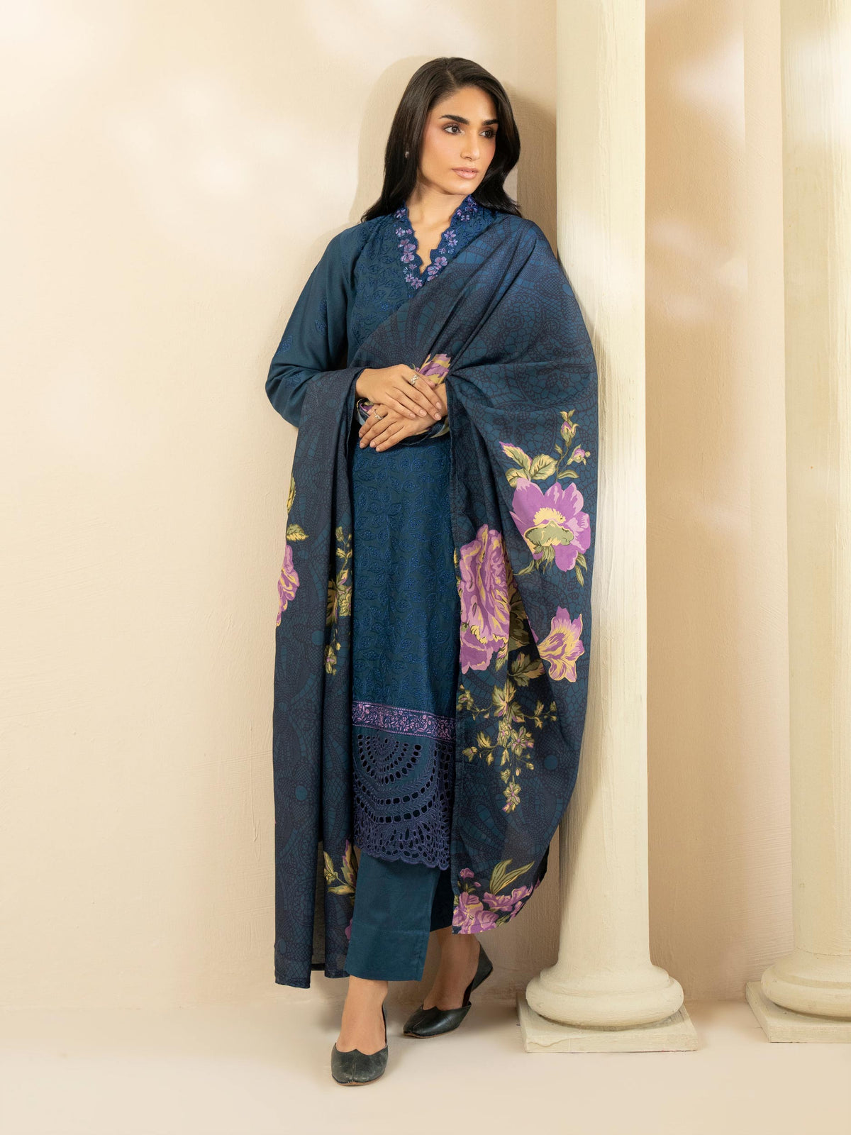 3 Piece Dobby Suit-Embroidered (Pret)
