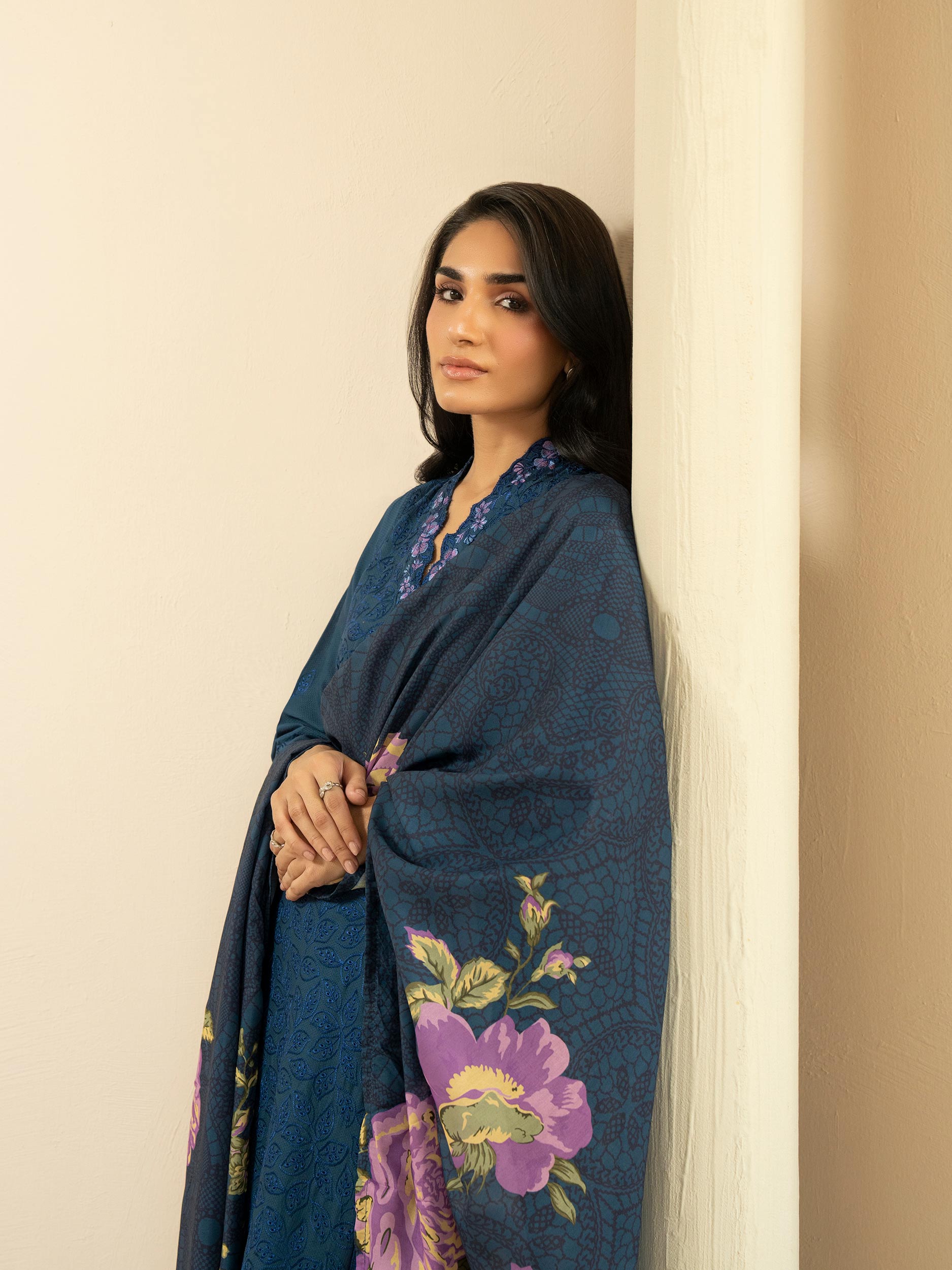 3 Piece Dobby Suit-Embroidered (Pret)