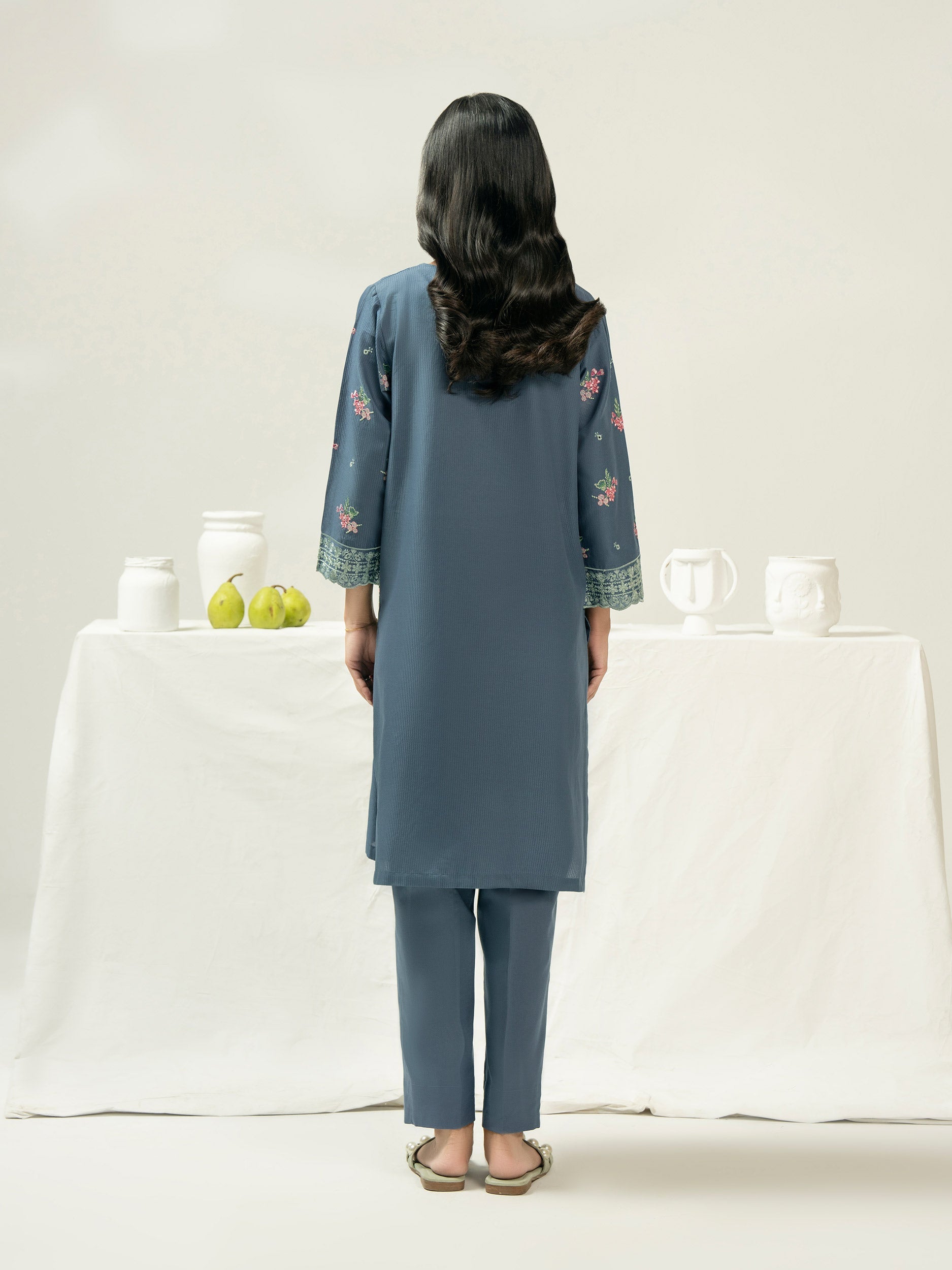 2 Piece Dobby Suit-Embroidered (Pret)